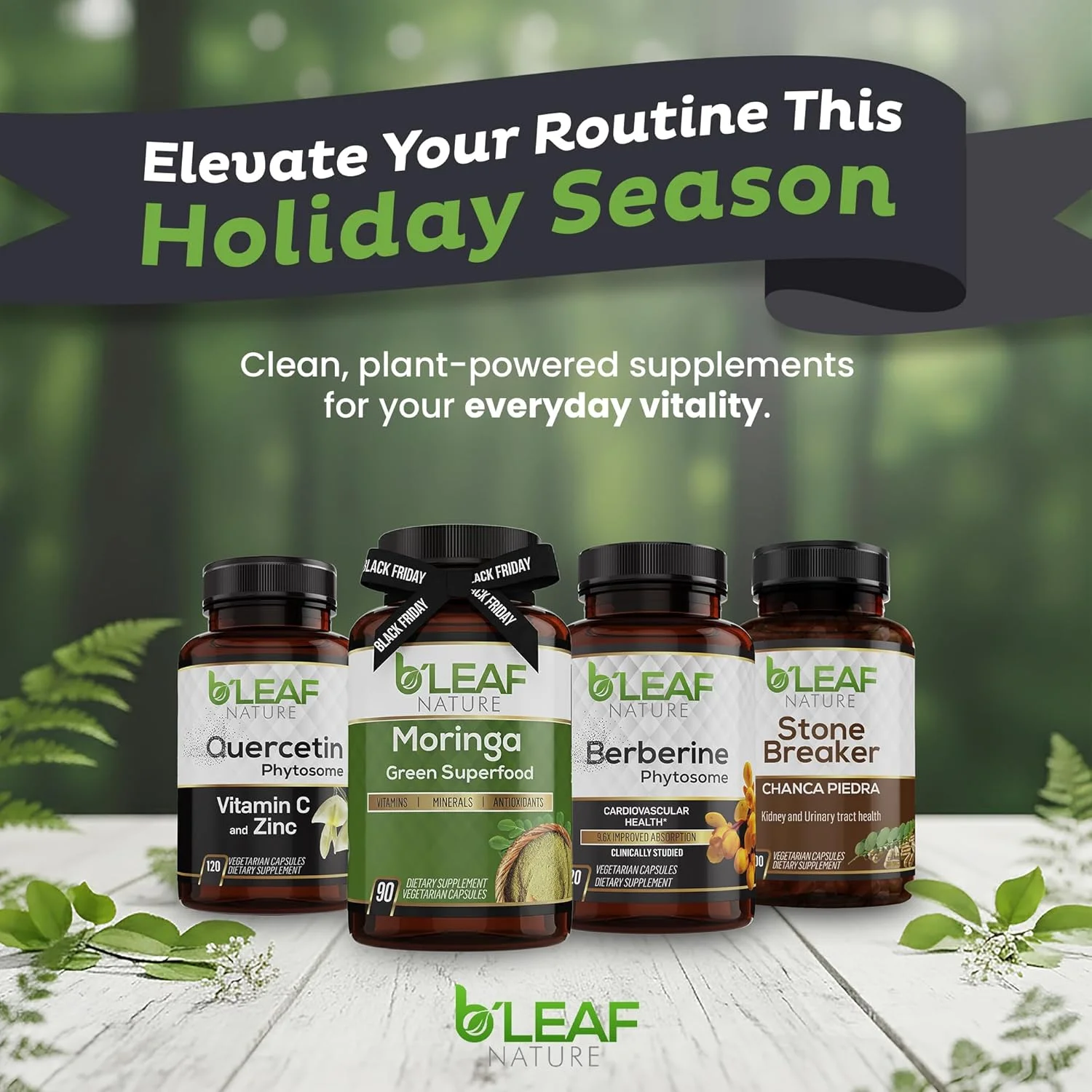 کوئرستین فیتوزوم B'LEAF NATURE، 120 کپسول – 1000 میلی گرم کوئرستین با جذب بالا به همراه ویتامین C و زینک – مکمل کوئرستین گیاهی غیر GMO برای حمایت از سیستم ایمنی، انرژی و فصلی