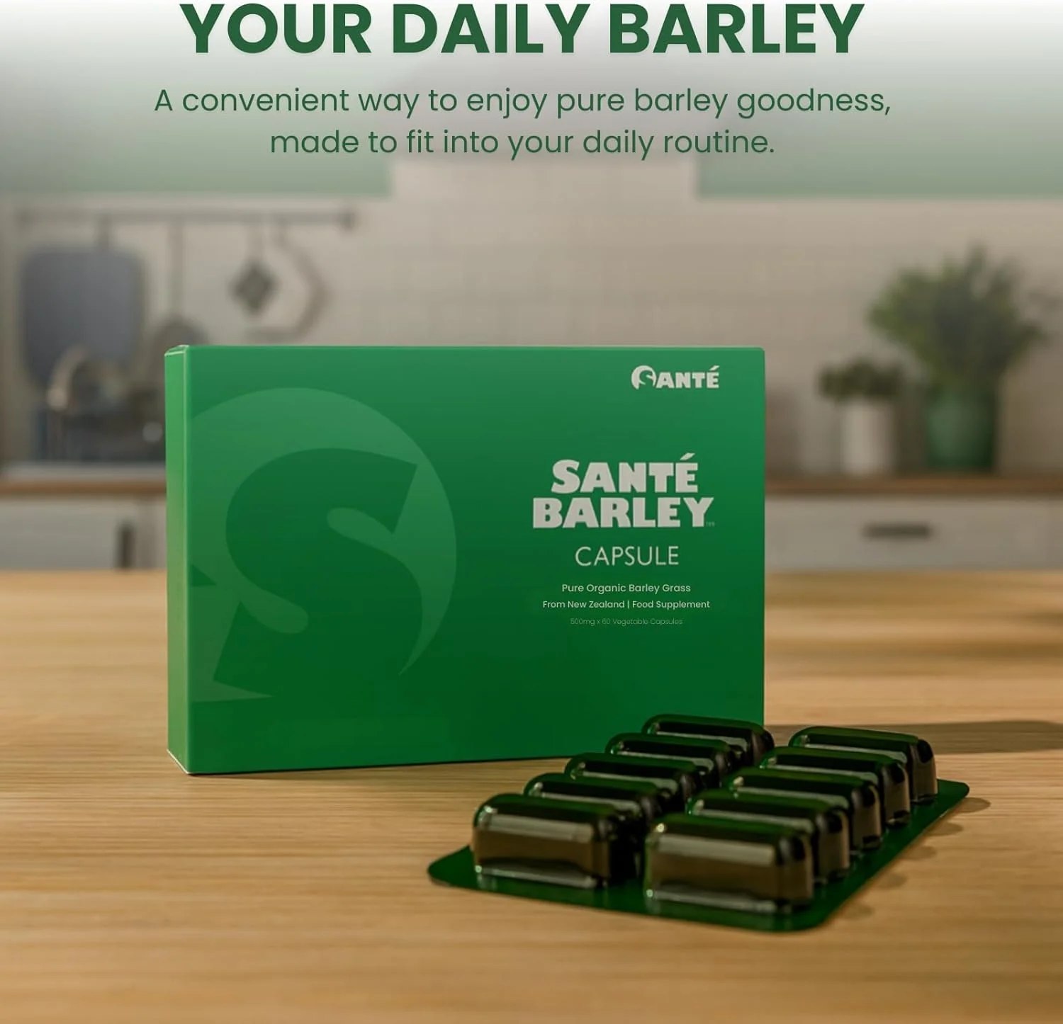 مخلوط جو دوسر خالص سانته نیوزلند | علف جو دوسر جوان ارگانیک | سم زدایی طبیعی، تقویت کننده انرژی و پشتیبانی از سیستم ایمنی | دارای گواهی ارگانیک از BioGro نیوزلند - 60 کپسول x 4 جعبه