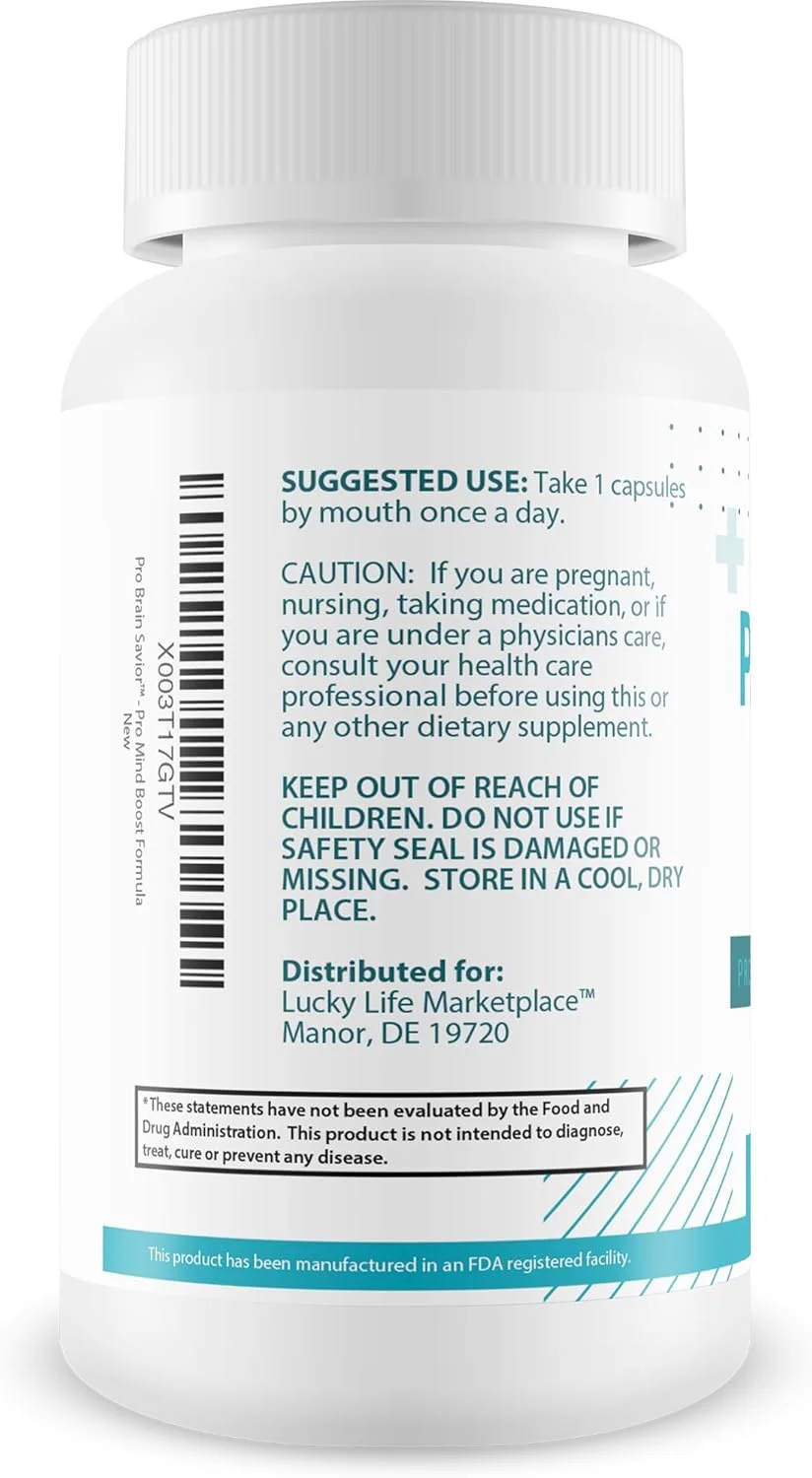 محافظ مغز پرو - مکمل تقویت کننده مغز - فرمول تقویت ذهن پرو برای حافظه، تمرکز و وضوح - قرص های مطالعه - باکوپا، نیاسین، کافئین + ال تیانین، گابا - تقویت حفظ حافظه و یادگیری