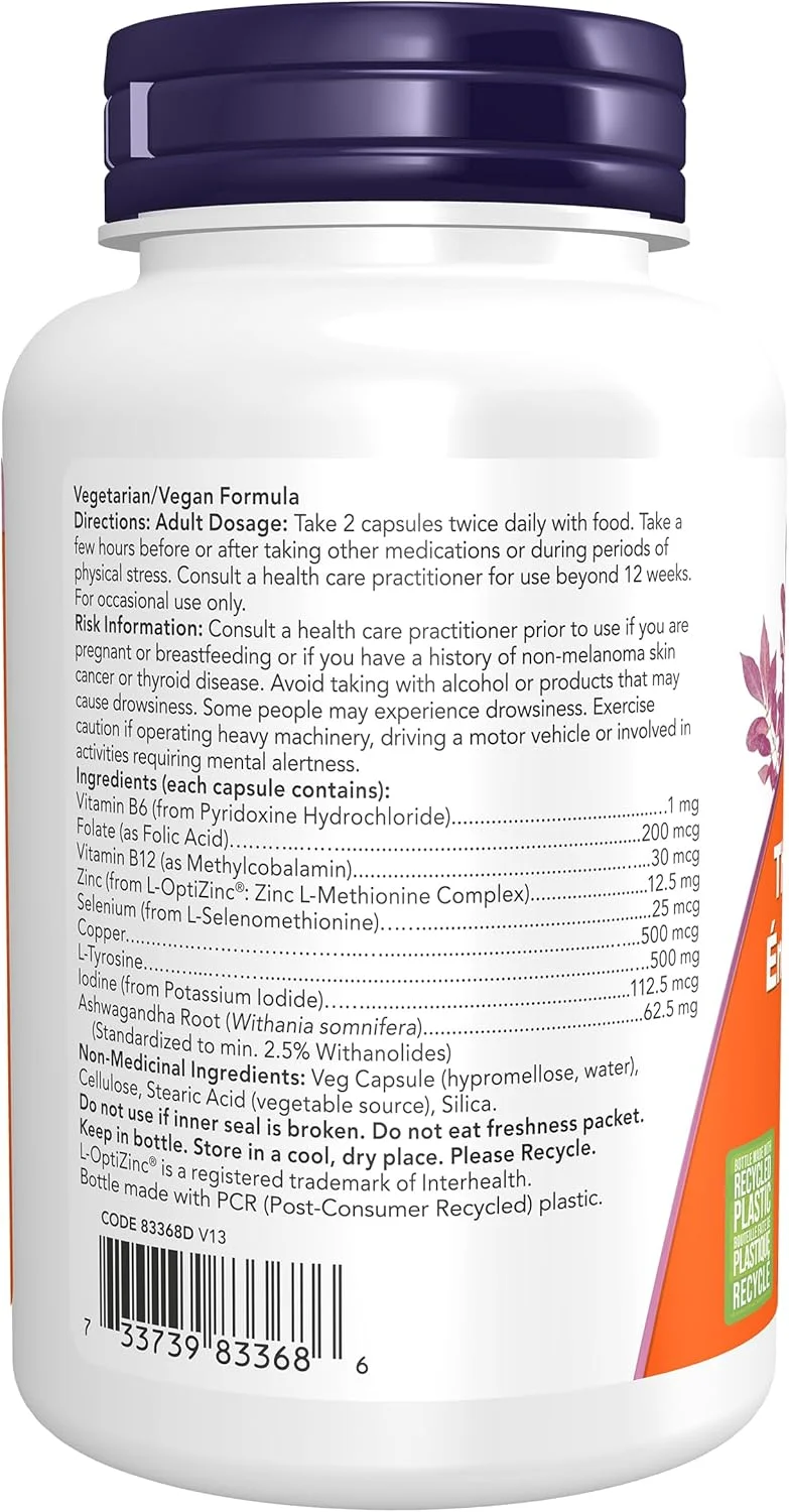 مکمل های غذایی NOW Foods، انرژی تیروئید™، ید و تیروزین به همراه سلنیوم، روی و مس، 90 کپسول گیاهی مکمل های غذایی NOW Foods، انرژی تیروئید™، ید و تیروزین به همراه سلنیوم، روی و مس، 90 کپسول گیاهی