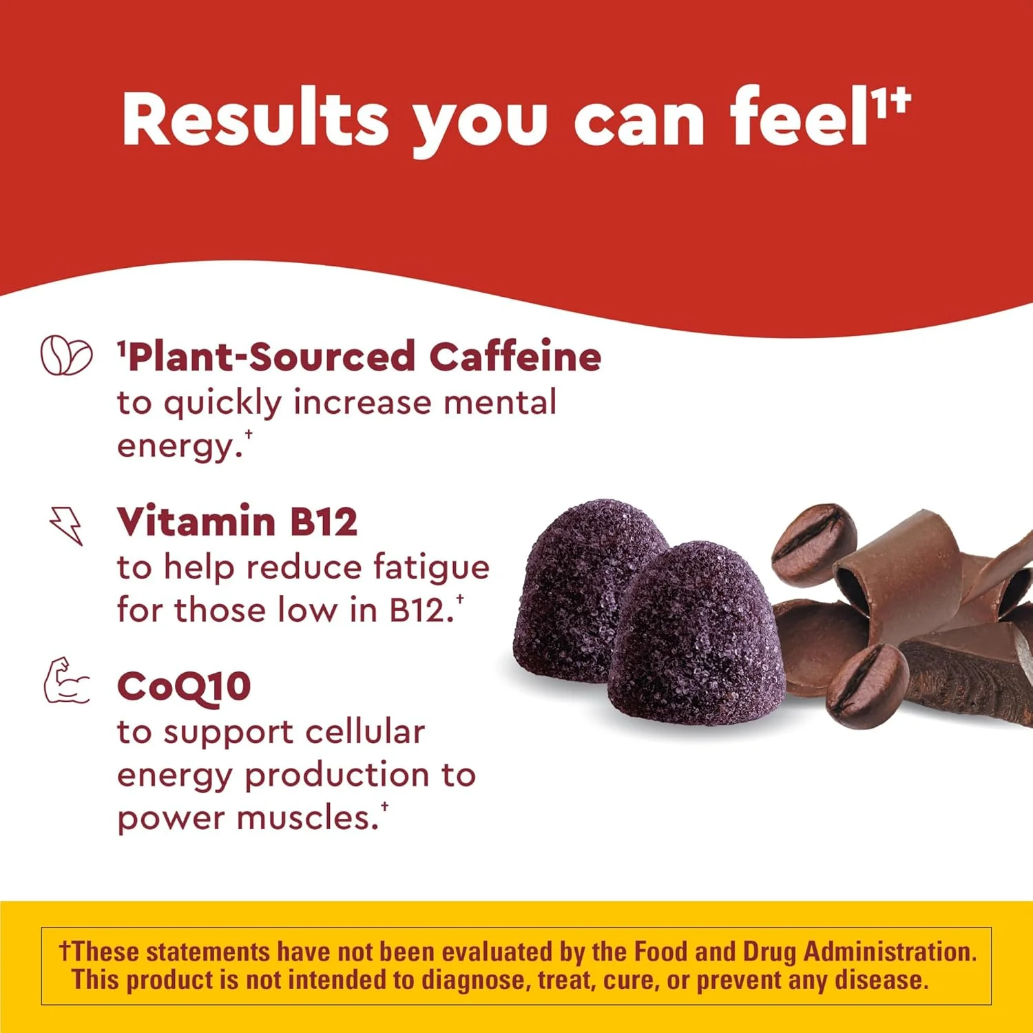 پاستیل های Nature Made Wellblends EnergyMAX، کافئین با اثر سریع، کوآنزیم Q10 و ویتامین B12 1000 میکروگرم، پاستیل های ویتامین برای پشتیبانی از انرژی، 40 عدد