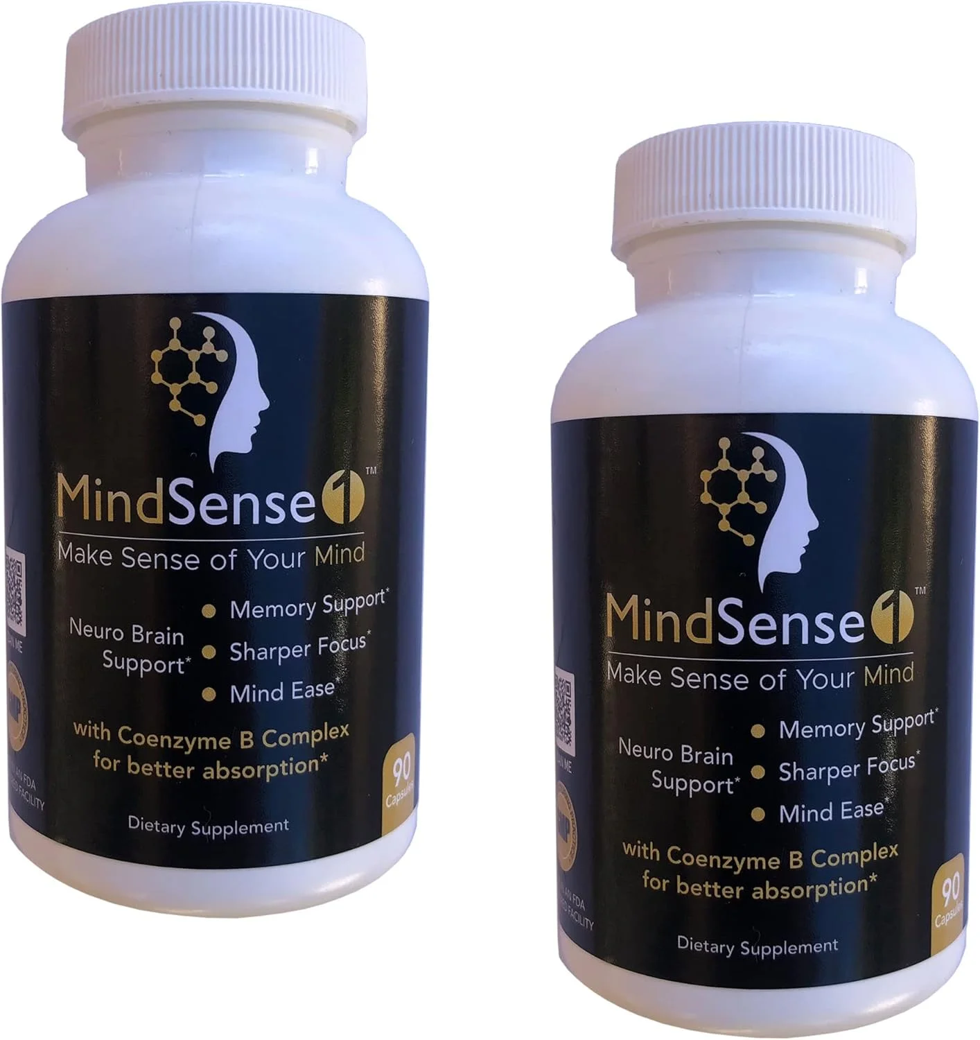 MindSense1، مکمل پشتیبانی مغز نوتراپیک نهایی - تمرکز و حافظه در تمام طول روز بدون محرک، تغذیه متعادل با گیاهان دارویی، آنتی اکسیدان ها و مواد معدنی هم افزا 180 کپسول