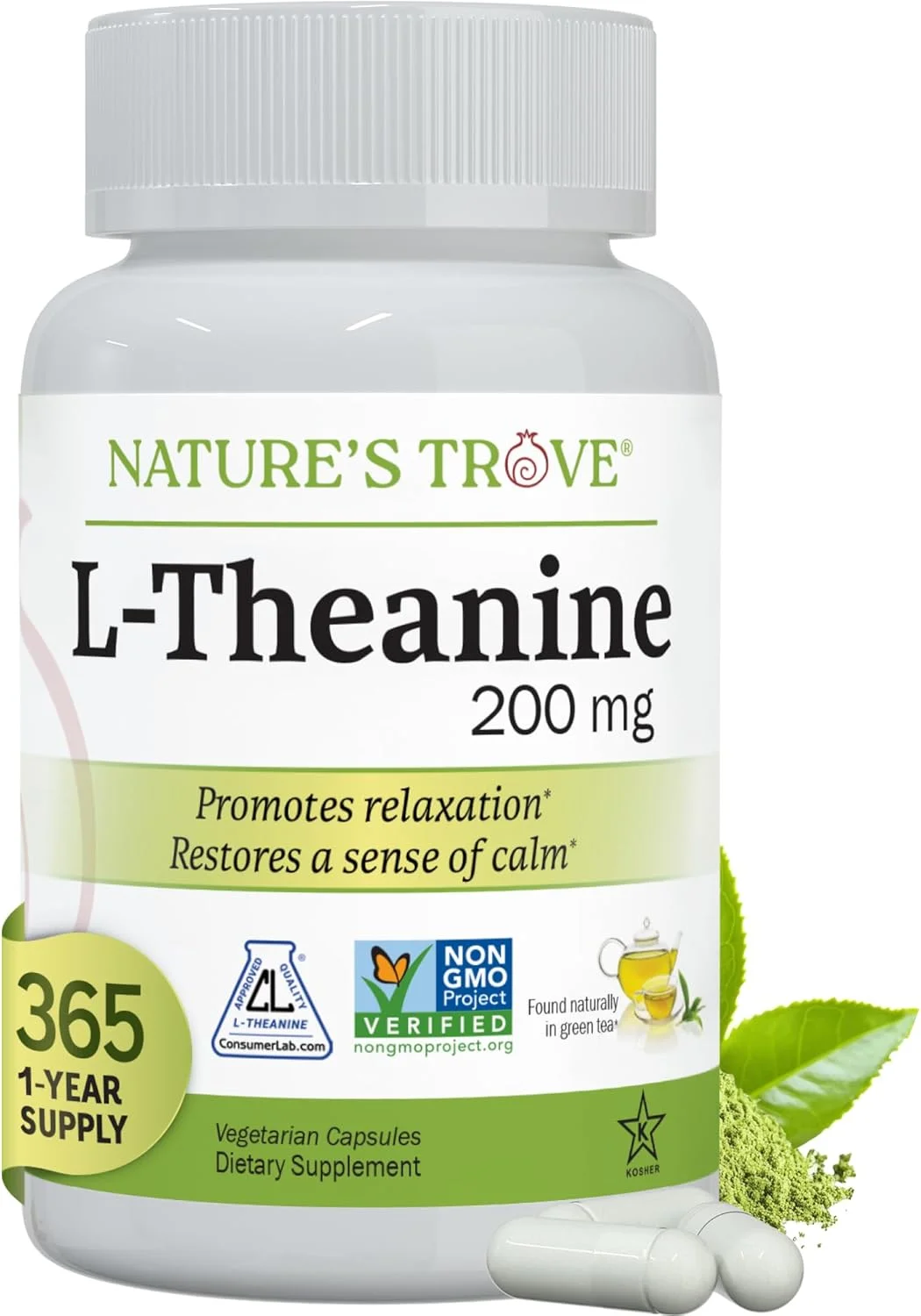 ال-تیانین 200 میلی گرم Nature's Trove - بسته 365 عددی کپسول گیاهی