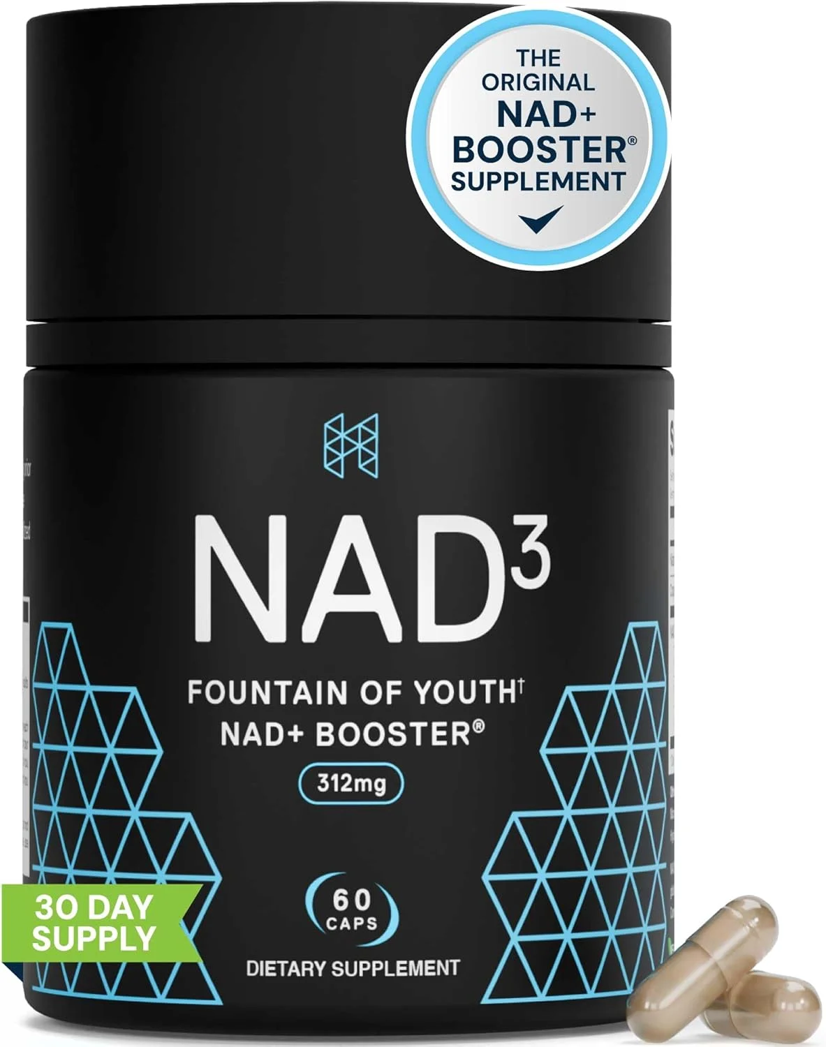تقویت کننده NAD+ بالینی HPN NAD3، سلامت سلولی و انرژی طبیعی - مکمل NAD برای پیری سالم، پشتیبانی متابولیک، NRF2 و طول عمر، نیکوتین آمید ریبوزید و جایگزین NMN، 60 عدد، تامین 30 روزه