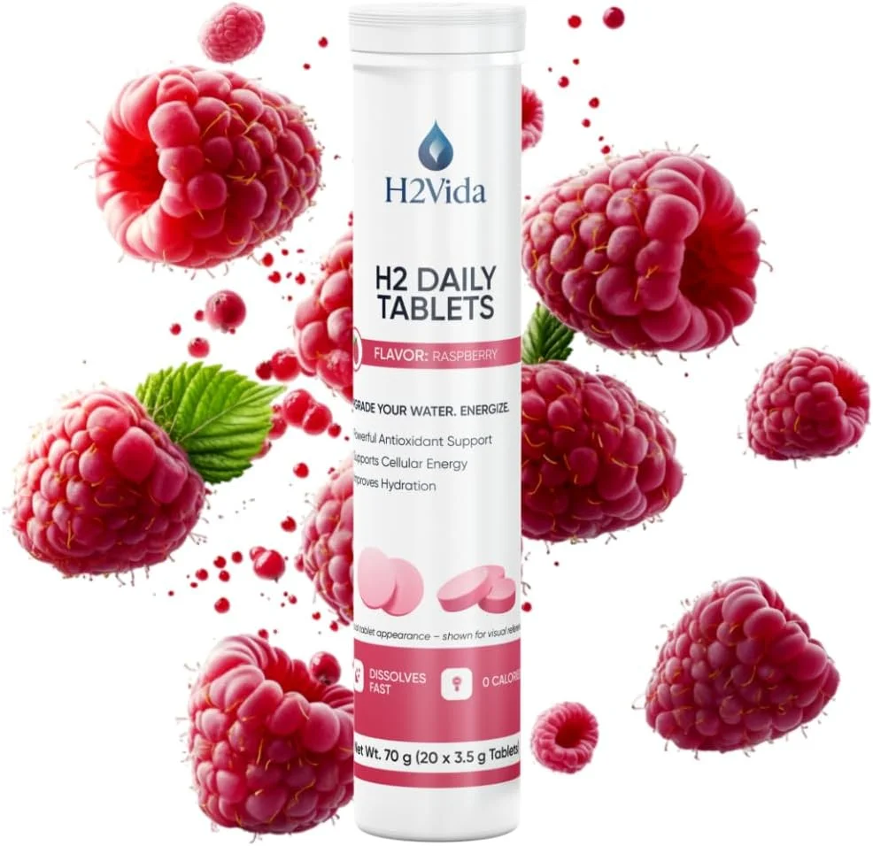 قرص های آب هیدروژنه – مکمل منیزیم برای انرژی، سم زدایی، آبرسانی و تمرکز – تقویت کننده انرژی – بسته 1 عددی با طعم لیمو ترش و 1 عددی با طعم تمشک (در مجموع 40 قرص)