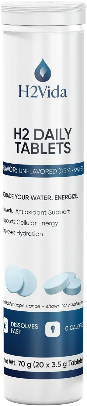 قرص های آب هیدروژنه - مکمل منیزیم برای انرژی، سم زدایی، آبرسانی و تمرکز - تقویت کننده انرژی - 1 بسته بدون طعم 20 قرص