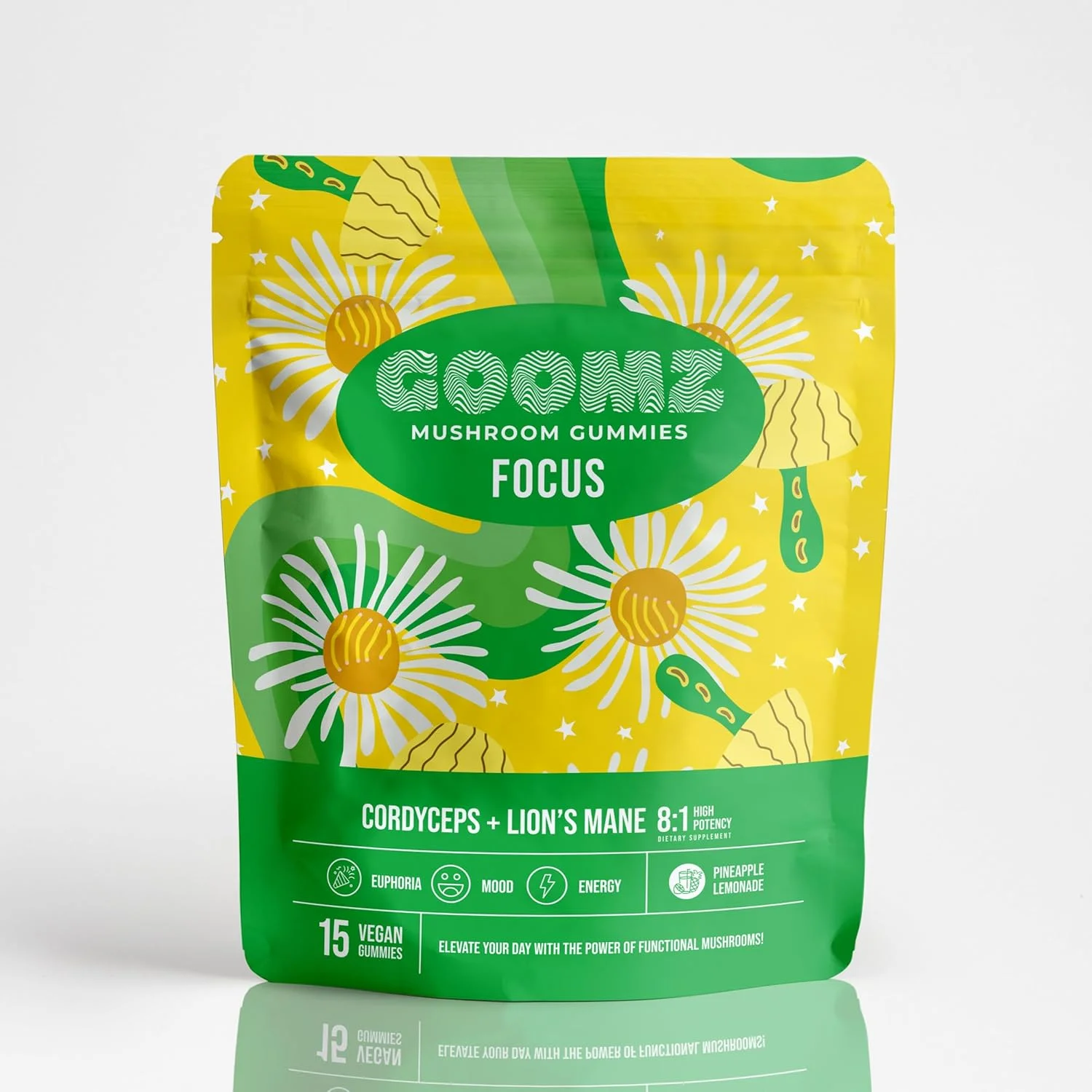 پاستیل های افزایش تمرکز – آناناس لیموناد | قارچ کوردیسپس، یال شیر و کانا برای بهبود خلق و خو و افزایش انرژی | غیر تراریخته، وگان، بدون گلوتن | تمرکز طبیعی