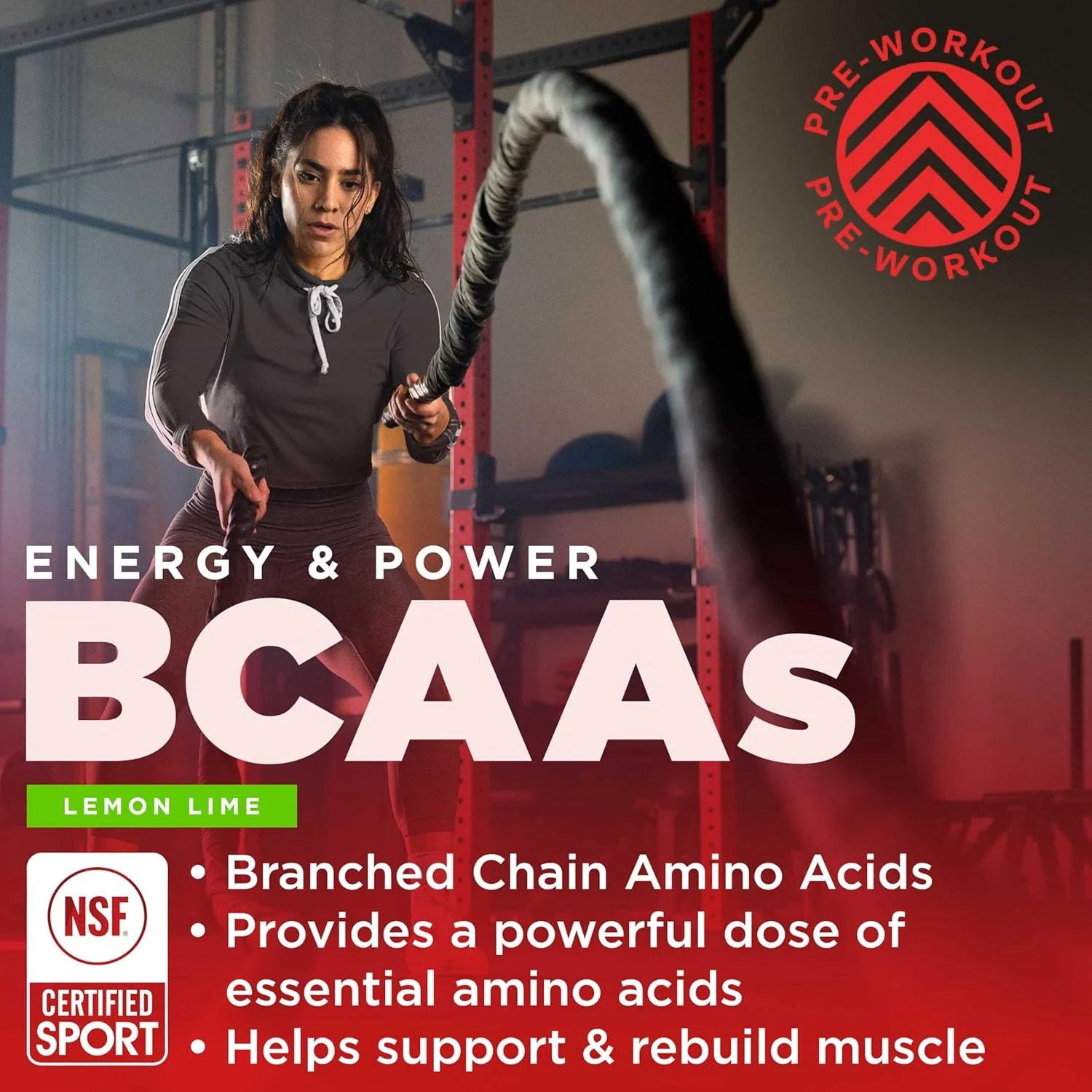 پودر آمینو اسیدهای شاخه دار (BCAA) نارلی نوتریشن، لیمو ترش – آمینو اسیدهای BCAA قبل از تمرین – دارای گواهی NSF – مکمل برای پشتیبانی و بازسازی عضلات – لیمو ترش با کافئین، 300 گرم