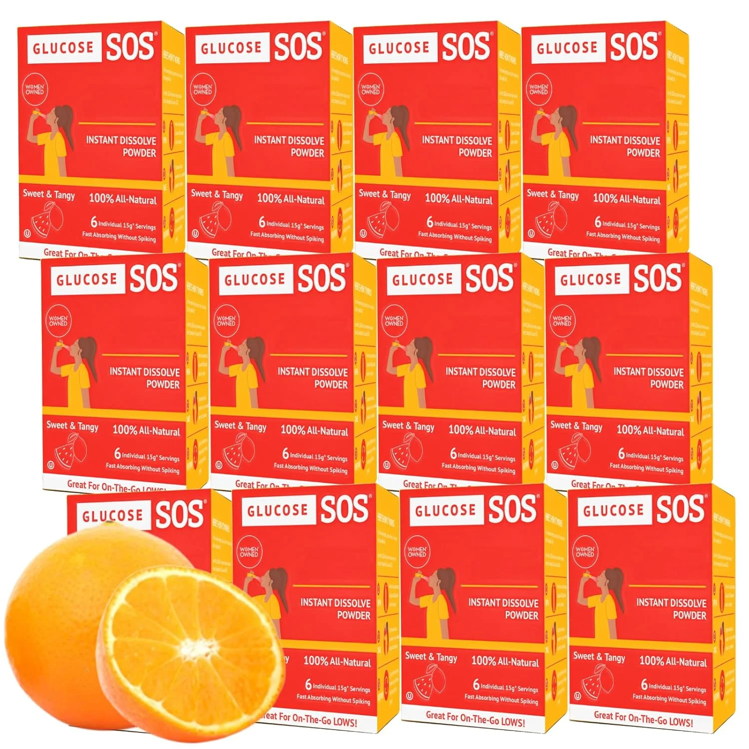 پودر گلوکز SOS با دکستروز طبیعی، جذب سریع که فورا در دهان حل می شود و نیازی به آب ندارد، شیرین و ترش، 72 سروینگ