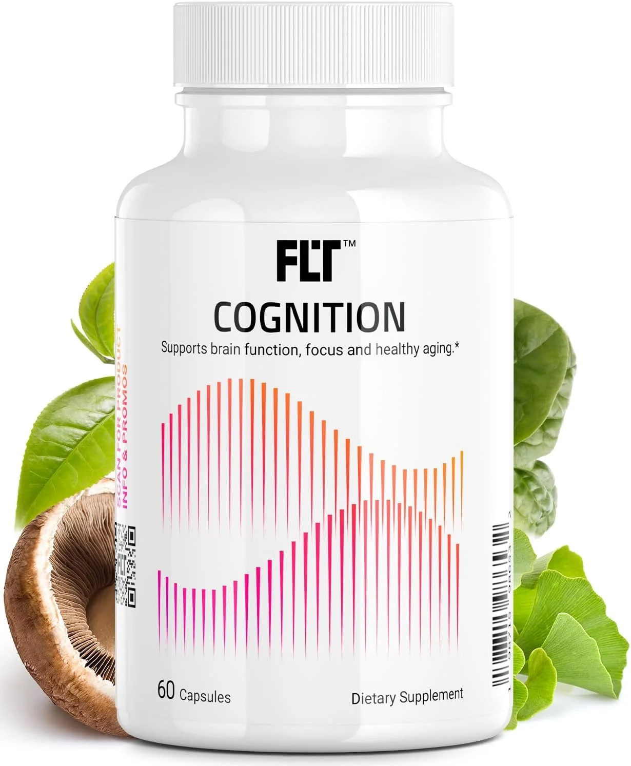 مکمل شناختی FLT - تقویت تمرکز، بهبود حافظه و وضوح ذهنی حاوی ارگوتایونئین، ال-تیانین، جینکوبیلوبا، لوتئین و عصاره دانه قهوه سبز - 60 کپسول | وگان