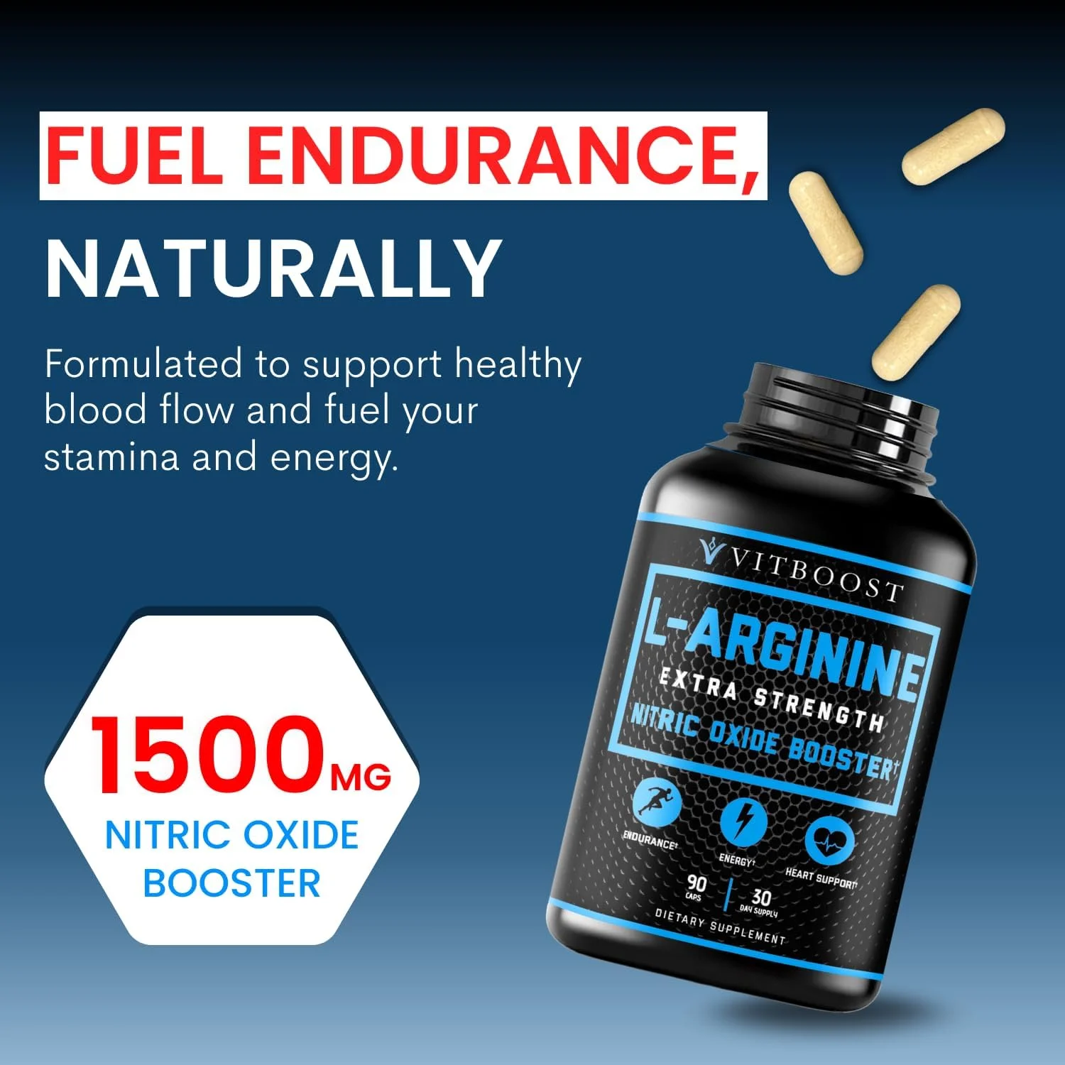کپسول های ال آرژنین با ال-سیترولین 1500 میلی گرم - تقویت کننده اکسید نیتریک برای استقامت، عضله، انرژی و عروق - ال-آرژنین و مکمل اسید آمینه ضروری برای قدرت بیشتر | تامین 30 روزه | 90 عدد