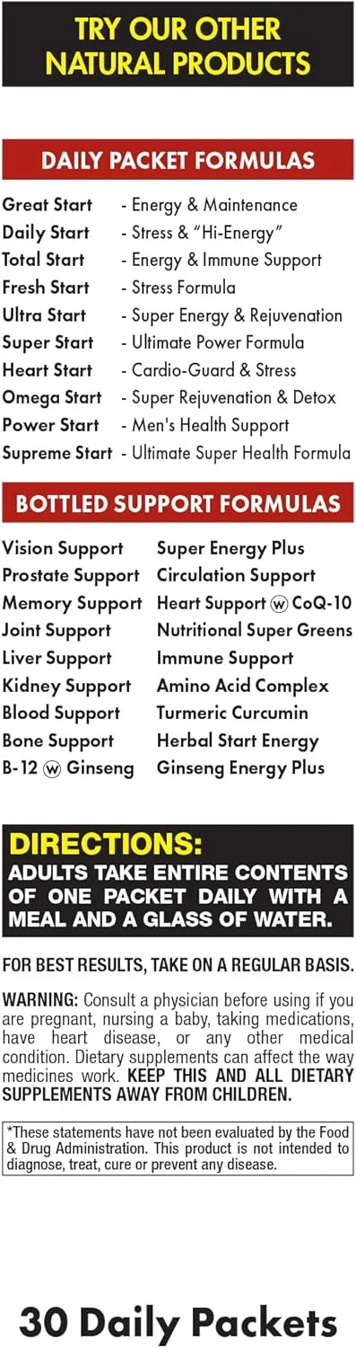 پک کامل ویتامین روزانه | افزایش 10 برابری انرژی و استقامت | ویتامین A، B، C، D، E، B12، مواد معدنی، آشواگاندا، جینسینگ پاناکس، یربا ماته، چای سبز (30 بسته)