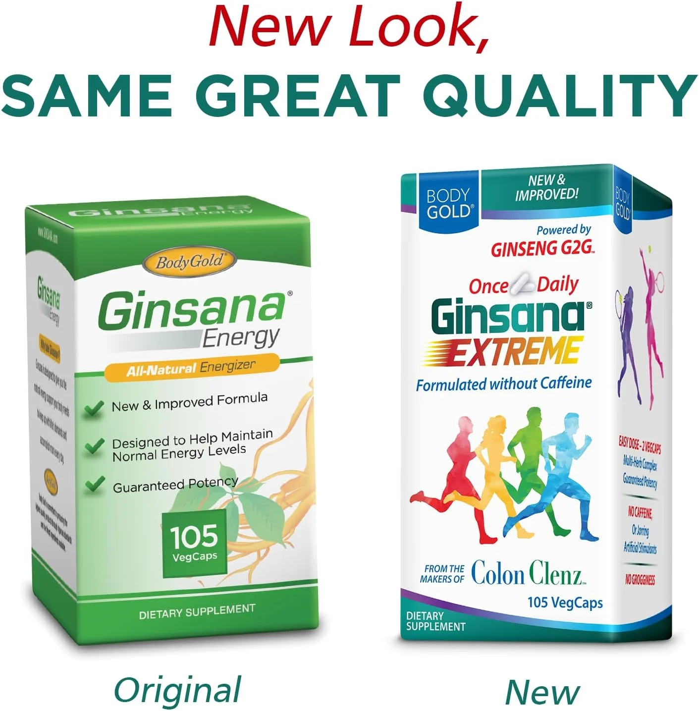 انرژی جینسانا بادی گلد | عصاره جینسینگ پاناکس به همراه ترکیبات گیاهی انرژی زا برای تمرکز و استقامت | شیساندرا بری، ریشه Eleuthero و عصاره برگ چای سبز بدون کافئین | 52 سروینگ | 105 کپسول گیاهی