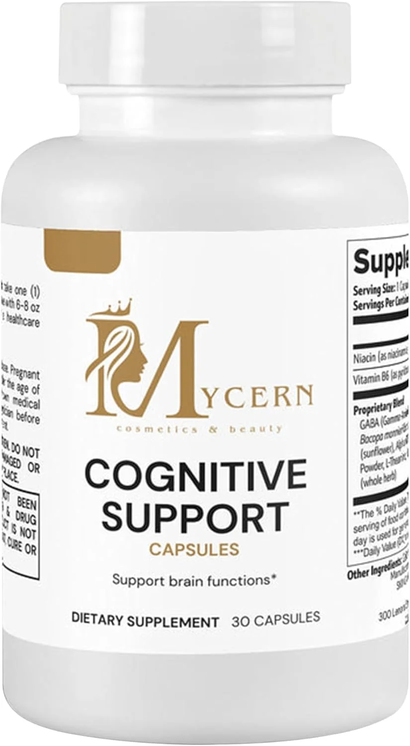 مکمل پشتیبانی شناختی با باکوپا مونیری، آلفا GPC، گابا، ال-تیروزین، هوپرزین A، ویتامین B6 و نیاسین - نوتروپیک طبیعی برای تمرکز، حافظه و وضوح ذهنی - 30 کپسول - ساخت آمریکا