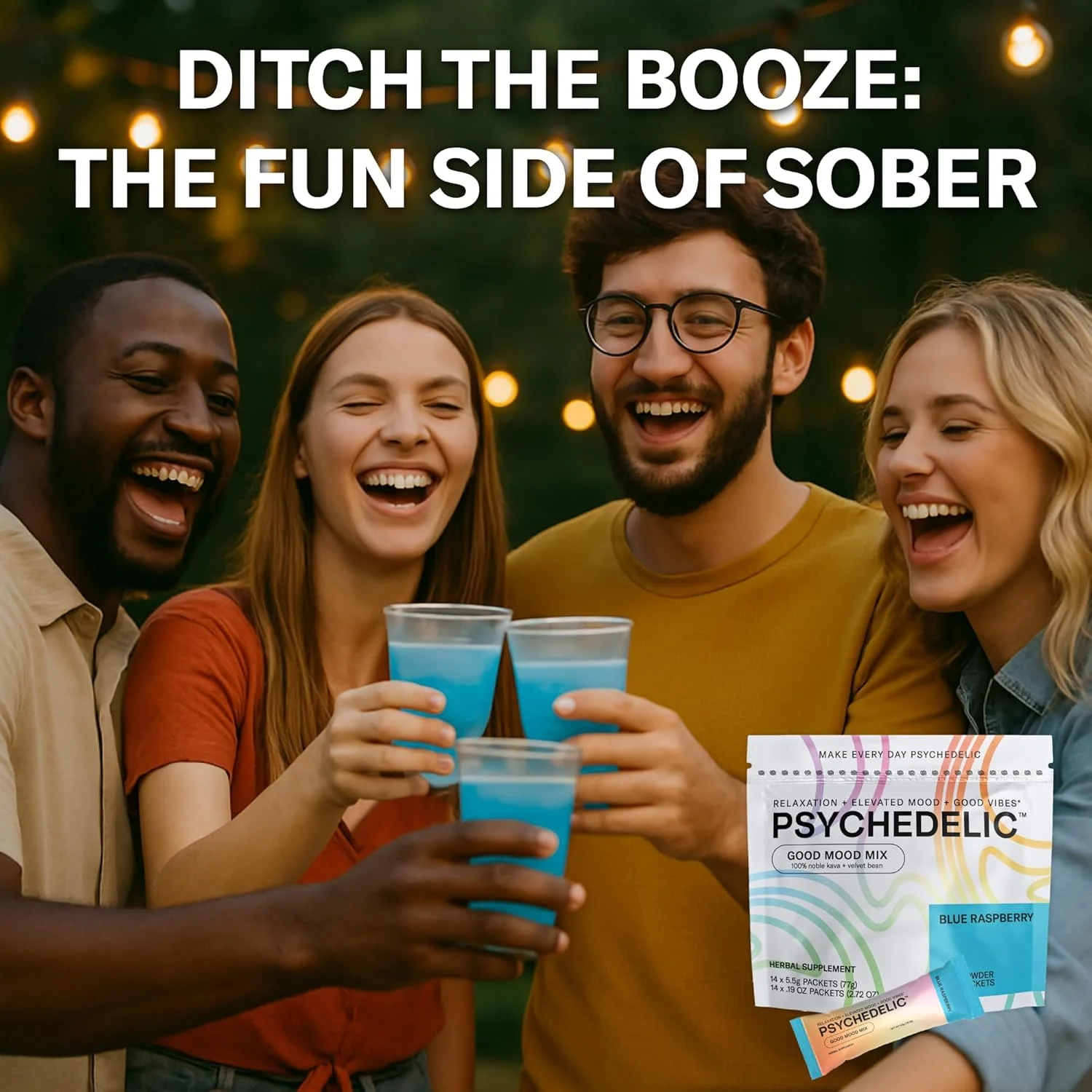 جایگزین آسان نوشیدنی الکلی با اثر آرامش‌بخش - پودر نوشیدنی کاوا با طعم (14x5.5 گرم) - بسته‌های پودر نوشیدنی آرامش‌بخش - نوشیدنی‌های تک نفره با باز کردن آسان - 14 بسته آرامش‌بخش - تمشک آبی