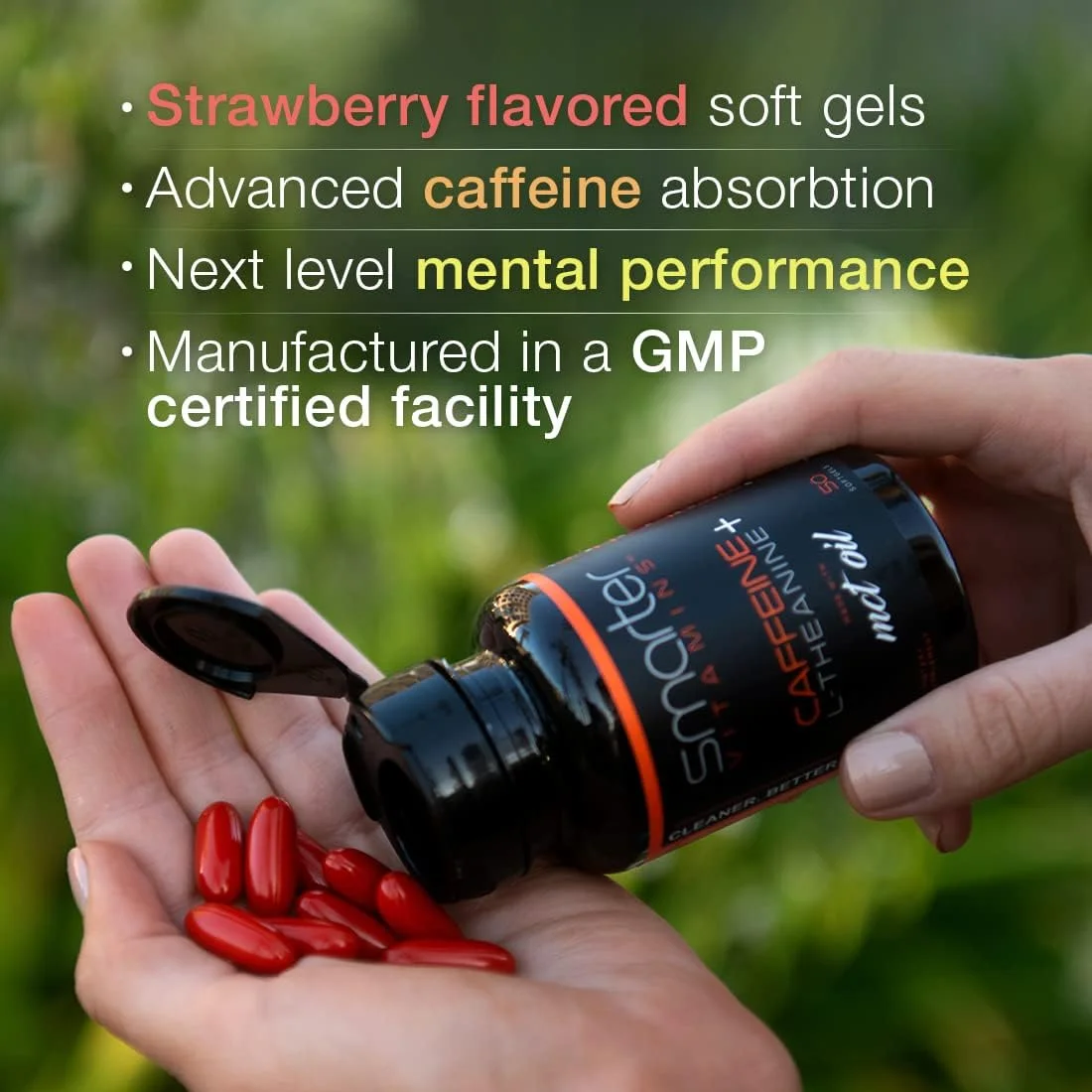 قرص های کافئین 200 میلی گرمی SmarterVitamins (بسته 3 عددی) با 100 میلی گرم ال-تیانین + روغن نارگیل MCT، انرژی و تمرکز، کپسول رهش طولانی، 150 سافت ژل مایع