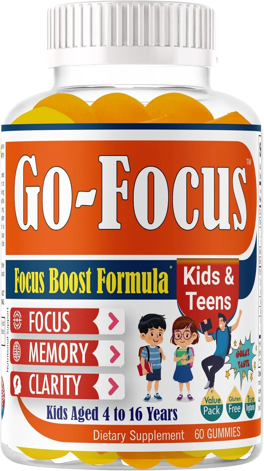 مکمل های تقویت حافظه و تمرکز برای کودکان BrightKids، پاستیل های امگا 3 و DHA برای تمرکز کودکان، مکمل تقویت حافظه و تمرکز برای کودکان و نوجوانان - کم شکر، طعم میوه طبیعی 60 پاستیل