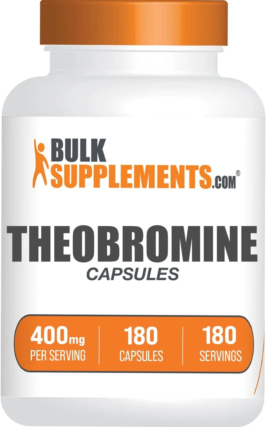 کپسول های تئوبرومین BulkSupplements.com - مکمل تئوبرومین، مکمل نوتروپیک، تئوبرومین 400 میلی گرم - پشتیبانی از مغز و انرژی - بدون گلوتن، 1 کپسول در هر وعده، 180 کپسول