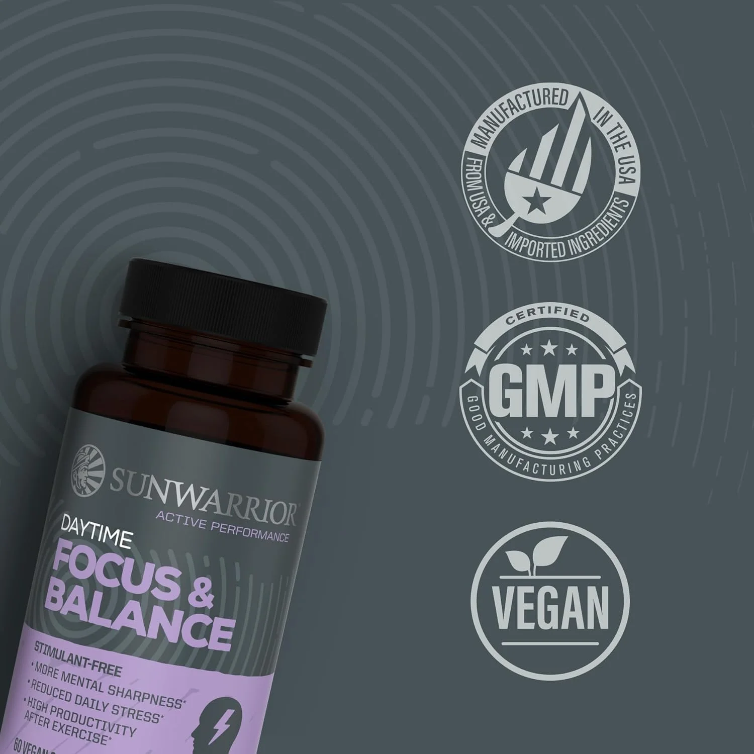 آشواگاندا، رودیولا، ریشی و 5-HTP برای تمرکز بدون استرس، کپسول های تمرکز و تعادل فعال، نوتروپیک بدون کافئین برای انرژی آرام و وضوح ذهنی، پشتیبانی از خلق و خو و سیستم ایمنی، 60 کپسول گیاهی