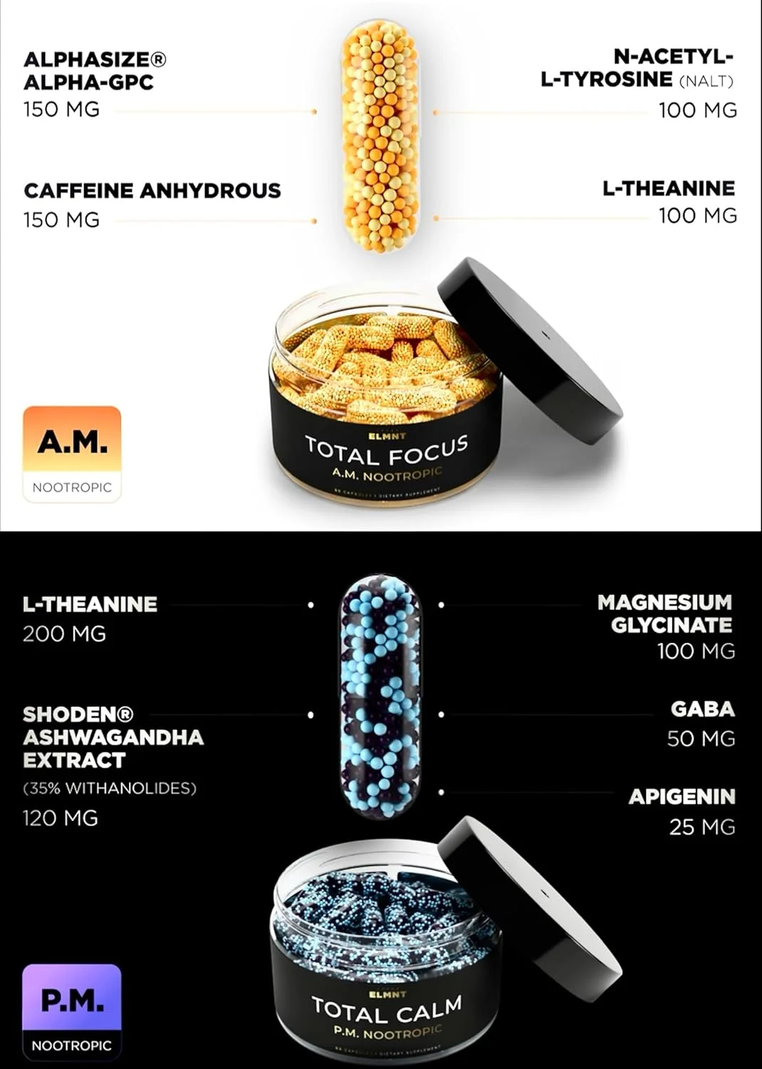 مکمل نوتراپیک AMPM برای تمرکز و آرامش، قدرت 9 برابر، حاوی کافئین، ال-تیانین، آلفا GPC، ال-تیروزین، آشواگاندا - قرص های انرژی X-Release، مکمل های پشتیبانی مغز نوتراپیک برای حافظه و تمرکز