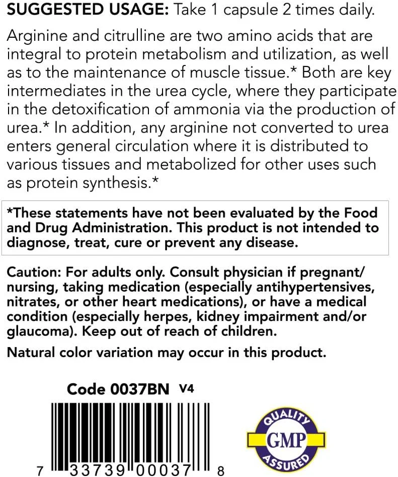 آرژنین و سیترولین 500/250 میلی گرم - 120 کپسول (2 بسته)