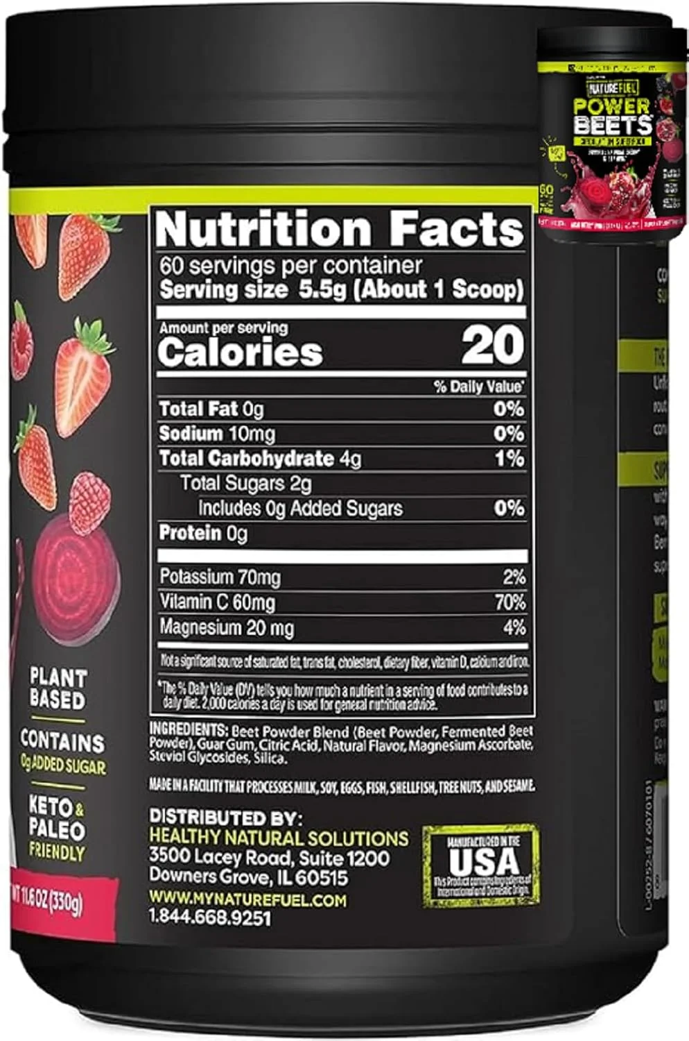 مخلوط سوپرفود سبزیجات شگفت انگیز گراس: پودر اسموتی سبزیجات برای افزایش انرژی، 60 سروینگ و پودر چغندر Nature Fuel Power، پودر ریشه چغندر، پشتیبانی از انرژی طبیعی، 60 سروینگ