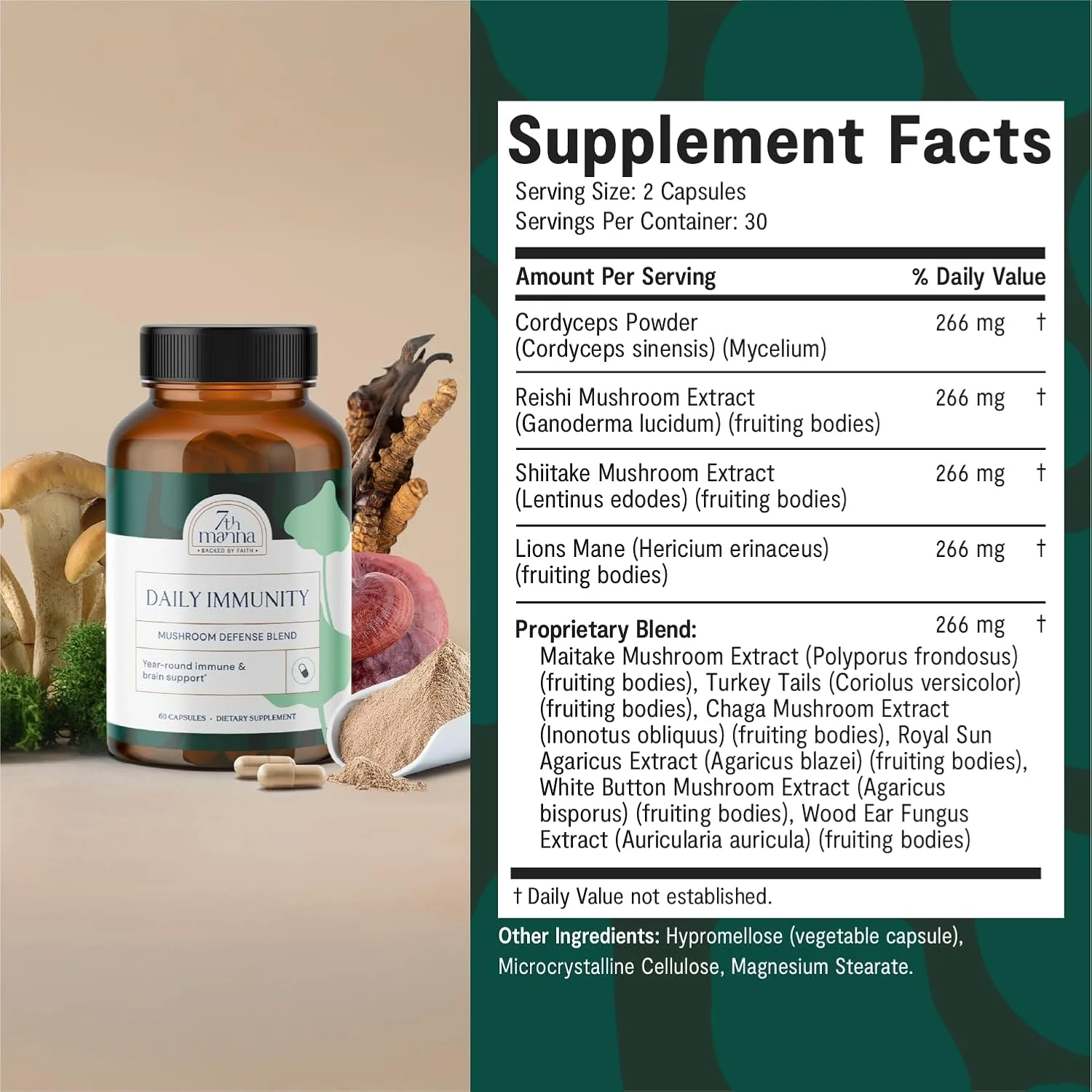 کپسول های مکمل کمپلکس قارچ یال شیر برای ایمنی روزانه به همراه کوردیپس، دم بوقلمون و ریشی - پشتیبانی از مغز، تمرکز، انرژی و تقویت کننده سیستم ایمنی - 60 کپسول کپسول های مکمل کمپلکس قارچ یال شیر برای ایمنی روزانه به همراه کوردیپس، دم بوقلمون و ریشی - پشتیبانی از مغز، تمرکز، انرژی و تقویت کننده سیستم ایمنی - 60 کپسول