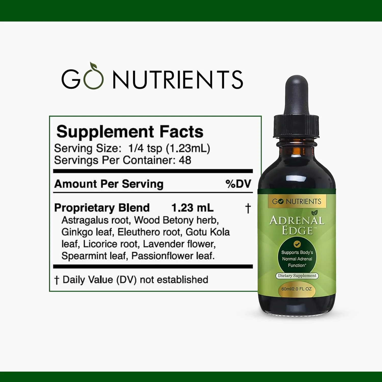 قطره مکمل پشتیبانی آدرنال Go Nutrients Adrenal Edge برای مدیریت کورتیزول و کاهش استرس - عصاره گیاهی مایع برای سلامت زنان، تمرکز و ترویج خواب آرام - 2 اونس قطره مکمل پشتیبانی آدرنال Go Nutrients Adrenal Edge برای مدیریت کورتیزول و کاهش استرس - عصاره گیاهی مایع برای سلامت زنان، تمرکز و ترویج خواب آرام - 2 اونس