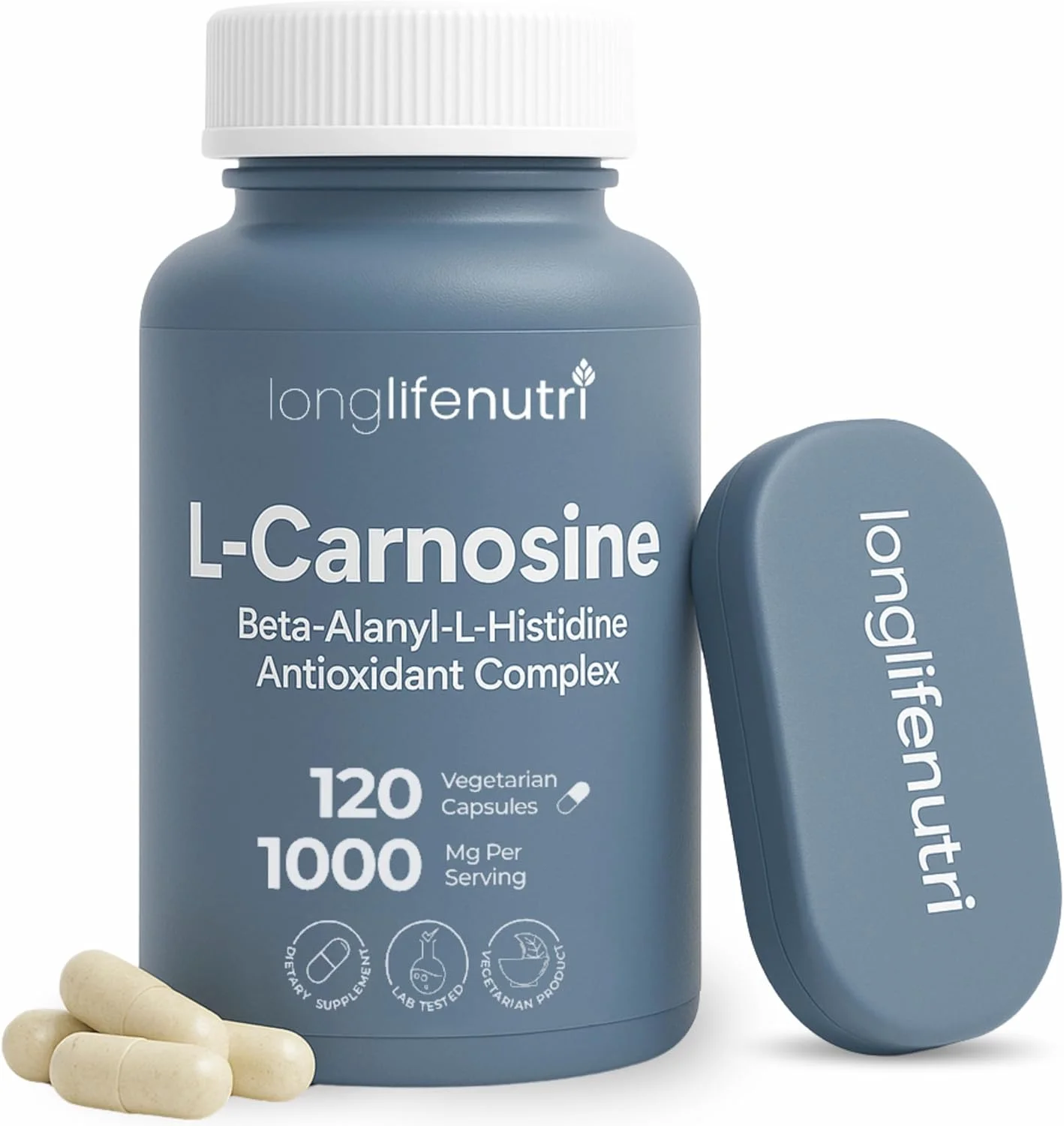 LongLifeNutri L-Carnosine 1000mg - Beta-Alanyl-L-Histidine Supplement for Cellular Energy & Brain Clarity, 120 Vegetarian Capsules, 2-Month Supply, GMP Certified, Made in USA LongLifeNutri L-Carnosine 1000mg - Beta-Alanyl-L-Histidine Supplement for Cellular Energy & Brain Clarity, 120 Vegetarian Capsules, 2-Month Supply, GMP Certified, Made in USA