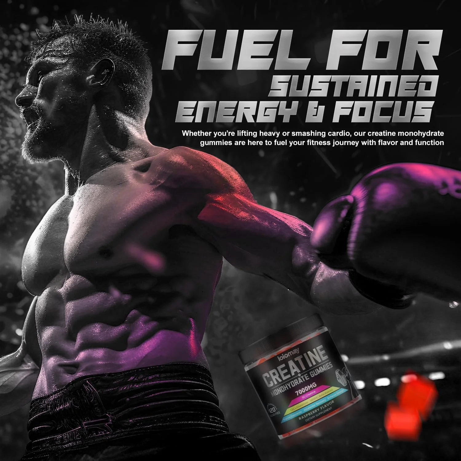 پاستیل کراتین مونوهیدرات، کمپلکس کراتین برای مردان و زنان برای بهبود استقامت، قدرت و ریکاوری با ال-گلوتامین، بتا-آلانین، ویتامین B12، بدون شکر، وگان، بدون نفخ، دارای گواهینامه GMP پاستیل کراتین مونوهیدرات، کمپلکس کراتین برای مردان و زنان برای بهبود استقامت، قدرت و ریکاوری با ال-گلوتامین، بتا-آلانین، ویتامین B12، بدون شکر، وگان، بدون نفخ، دارای گواهینامه GMP