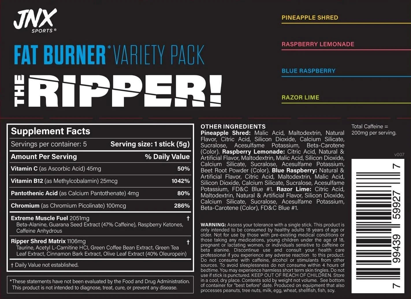 JNX SPORTS The Ripper! چربی سوز - بسته نمونه متنوع 5 عدد استیک 8 گرمی | ترموژنز فوق العاده، کنترل اشتها و انرژی فوق العاده برای آقایان و بانوان JNX SPORTS The Ripper! چربی سوز - بسته نمونه متنوع 5 عدد استیک 8 گرمی | ترموژنز فوق العاده، کنترل اشتها و انرژی فوق العاده برای آقایان و بانوان