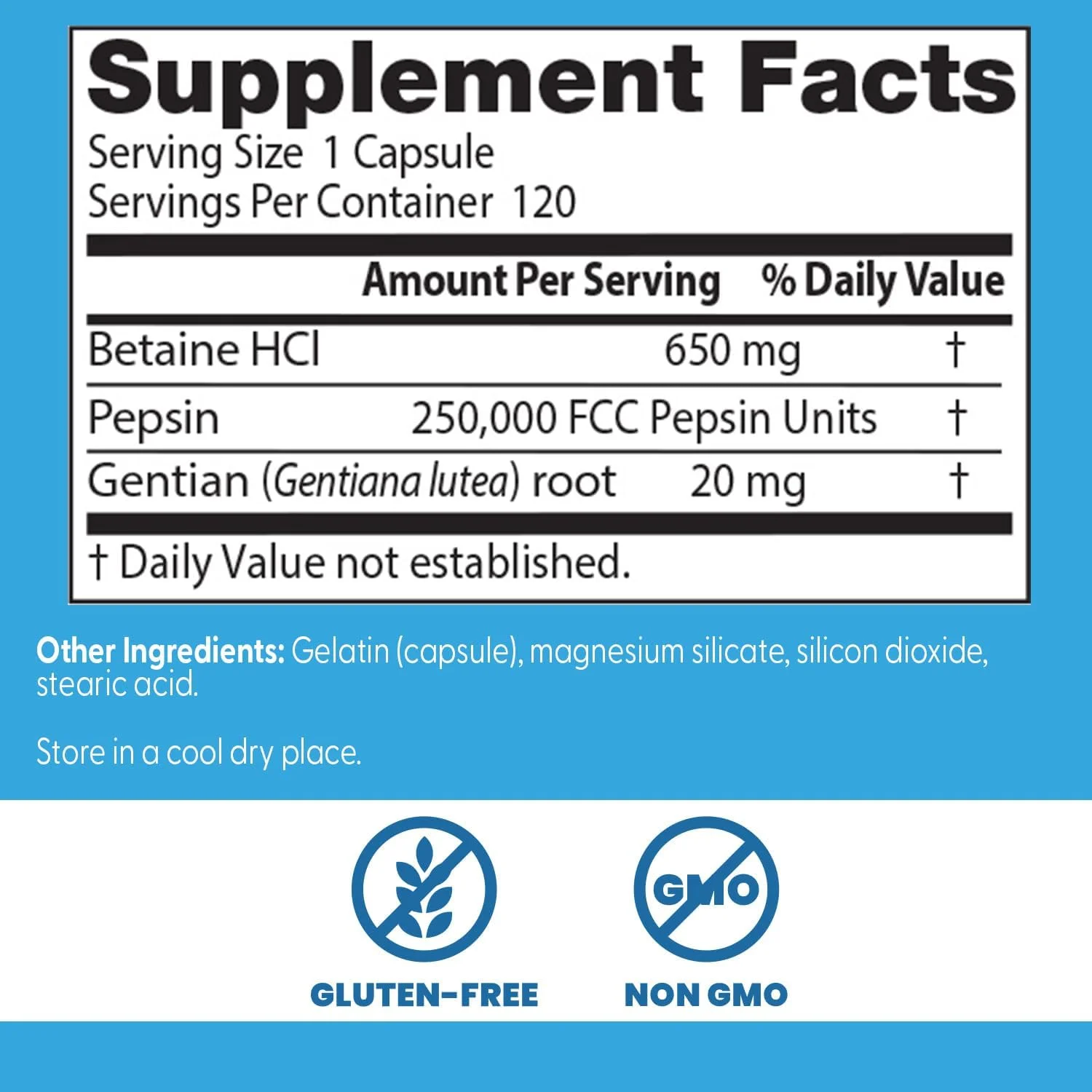 بهترین بتائین هیدروکلراید، پپسین و عصاره گیاه ژنتیان، آنزیم های گوارشی برای تجزیه و جذب پروتئین، غیر تراریخته، بدون گلوتن، 120 کپسول، نسخه اصلی بهترین بتائین هیدروکلراید، پپسین و عصاره گیاه ژنتیان، آنزیم های گوارشی برای تجزیه و جذب پروتئین، غیر تراریخته، بدون گلوتن، 120 کپسول، نسخه اصلی
