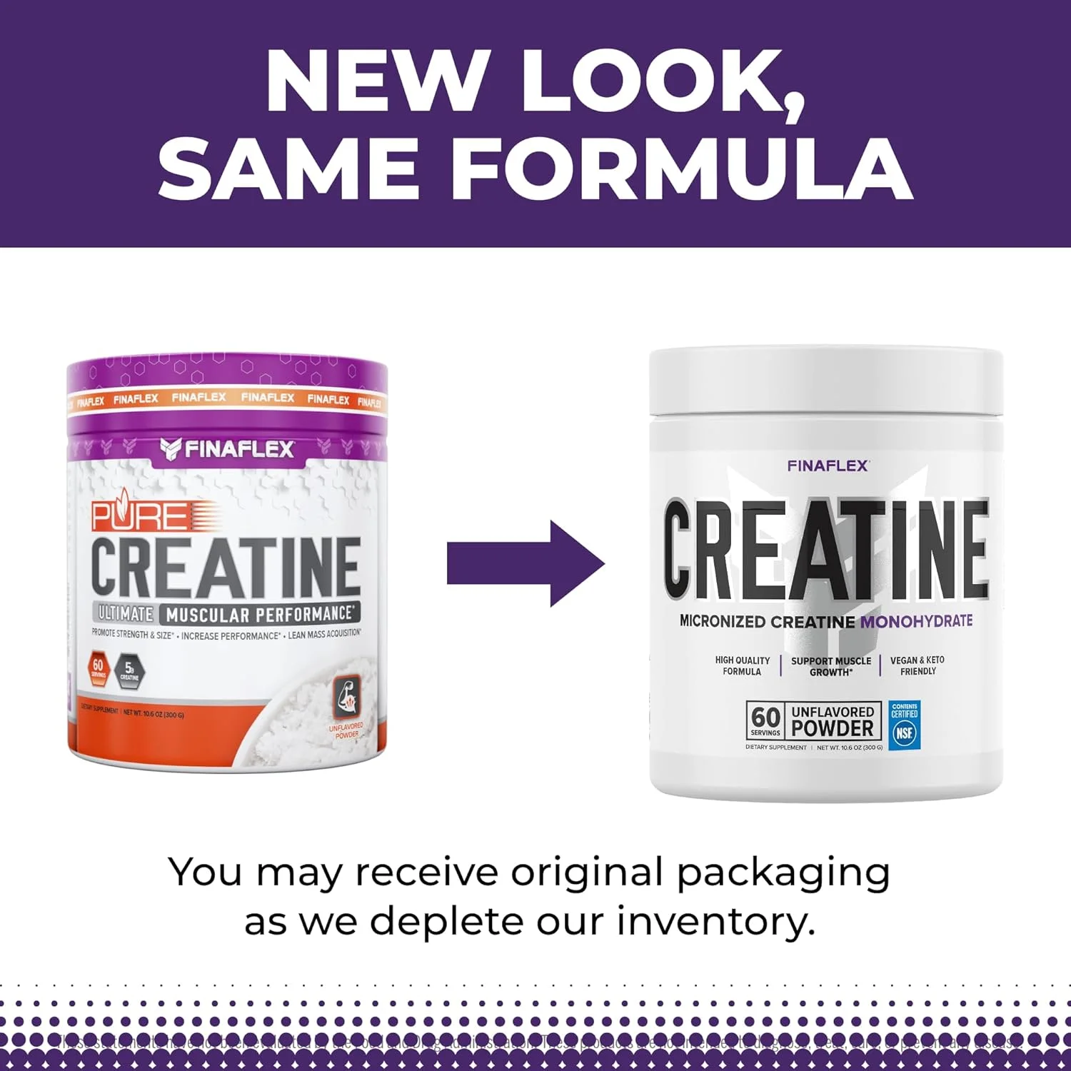 FINAFLEX کراتین خالص، بدون طعم - 300 گرم، بسته 2 عددی - افزایش قدرت عضلانی، حجم و عملکرد - 100% خالص، کراتین مونوهیدرات میکرونیزه - دارای گواهی NSF - در مجموع 120 سروینگ FINAFLEX کراتین خالص، بدون طعم - 300 گرم، بسته 2 عددی - افزایش قدرت عضلانی، حجم و عملکرد - 100% خالص، کراتین مونوهیدرات میکرونیزه - دارای گواهی NSF - در مجموع 120 سروینگ