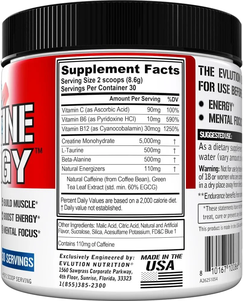 Evlution Nutrition کراتین انرژی - پشتیبانی از رشد عضلات، افزایش انرژی، استقامت و شناخت - 5 گرم کراتین مونوهیدرات خالص در هر وعده - کمپلکس ویتامین B + C - 30 سروینگ - Rocket Pop Evlution Nutrition کراتین انرژی - پشتیبانی از رشد عضلات، افزایش انرژی، استقامت و شناخت - 5 گرم کراتین مونوهیدرات خالص در هر وعده - کمپلکس ویتامین B + C - 30 سروینگ - Rocket Pop