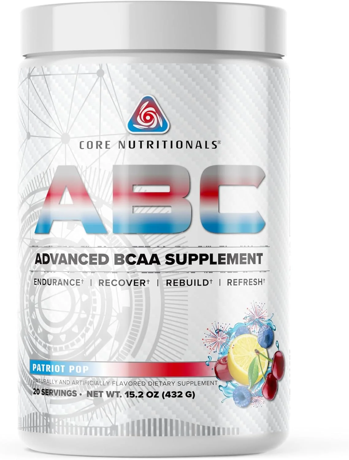 مکمل پیشرفته بی سی ای ای Core Nutritionals ABC | ترکیب ریکاوری آمینو اسید | حاوی گلوتامین، بتا آلانین، سیترولین مالات | 20 سروینگ (پاتریوت پاپ) مکمل پیشرفته بی سی ای ای Core Nutritionals ABC | ترکیب ریکاوری آمینو اسید | حاوی گلوتامین، بتا آلانین، سیترولین مالات | 20 سروینگ (پاتریوت پاپ)