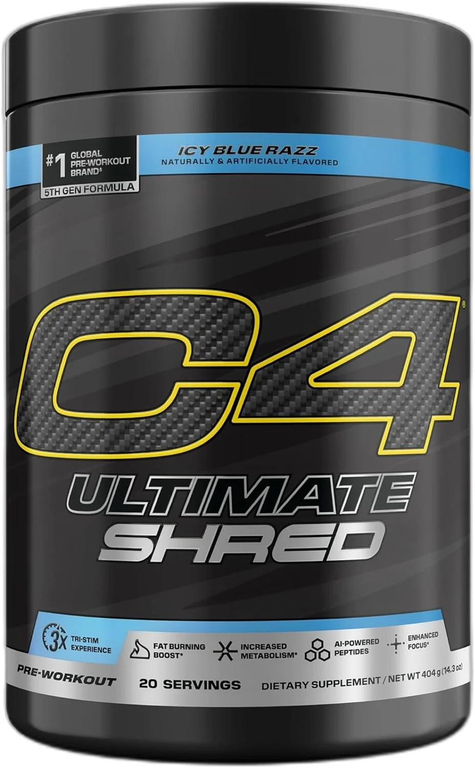 پودر مکمل قبل از تمرین چربی سوز سلوکور C4 Ultimate Shred، مکمل متابولیسم با عصاره ریشه زنجبیل، طعم ICY Blue Razz، 20 سروینگ (بسته 1 عددی) پودر مکمل قبل از تمرین چربی سوز سلوکور C4 Ultimate Shred، مکمل متابولیسم با عصاره ریشه زنجبیل، طعم ICY Blue Razz، 20 سروینگ (بسته 1 عددی)
