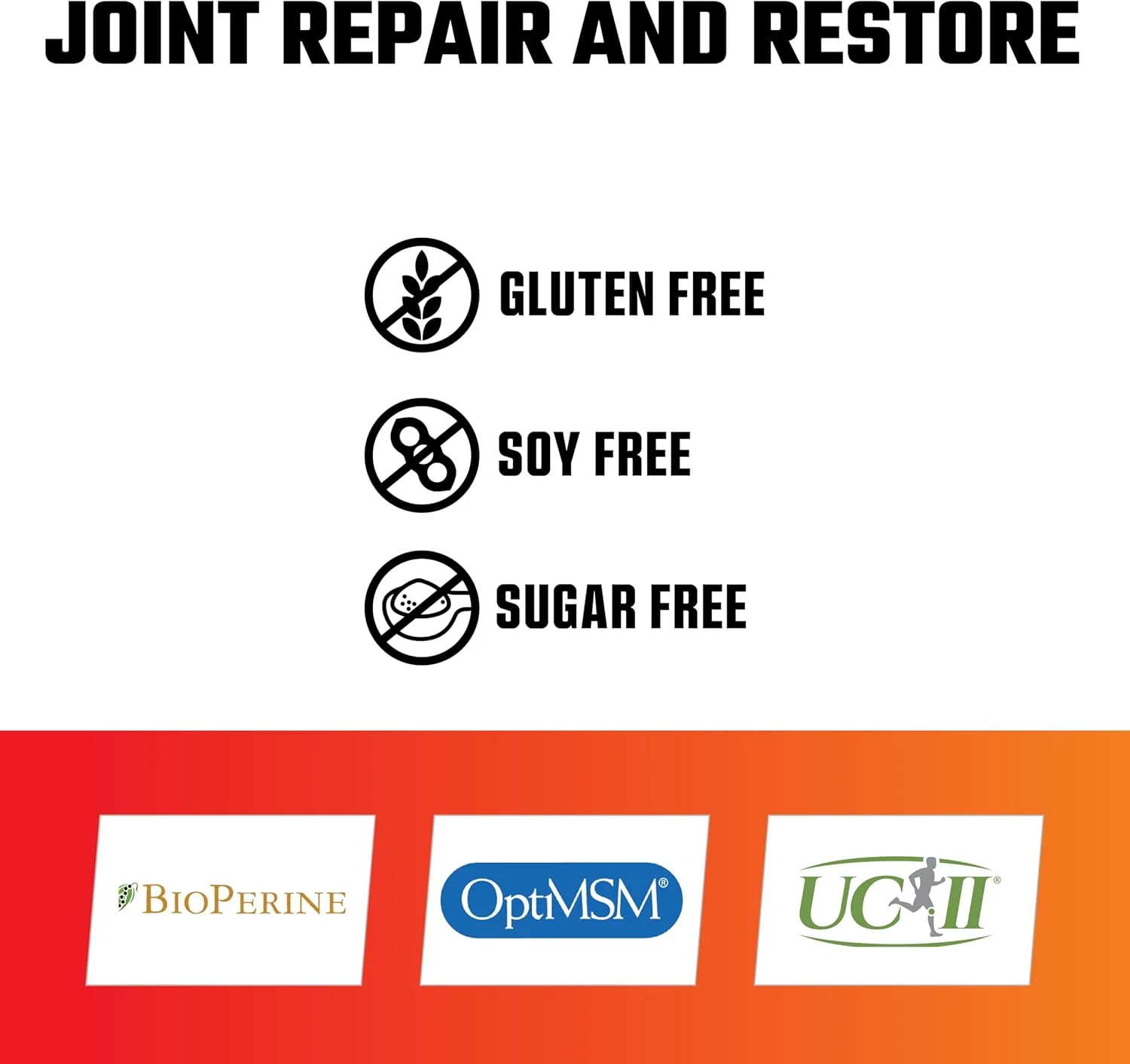 مکمل پشتیبانی از سلامت مفاصل Axe & Sledge Joint+ حاوی کلاژن UC-II، گلوکزامین، MSM و Bioperine | 1 گرم گلوکزامین، 500 میلی گرم OptiMSM، 40 میلی گرم کلاژن UC-II | 30 سروینگ