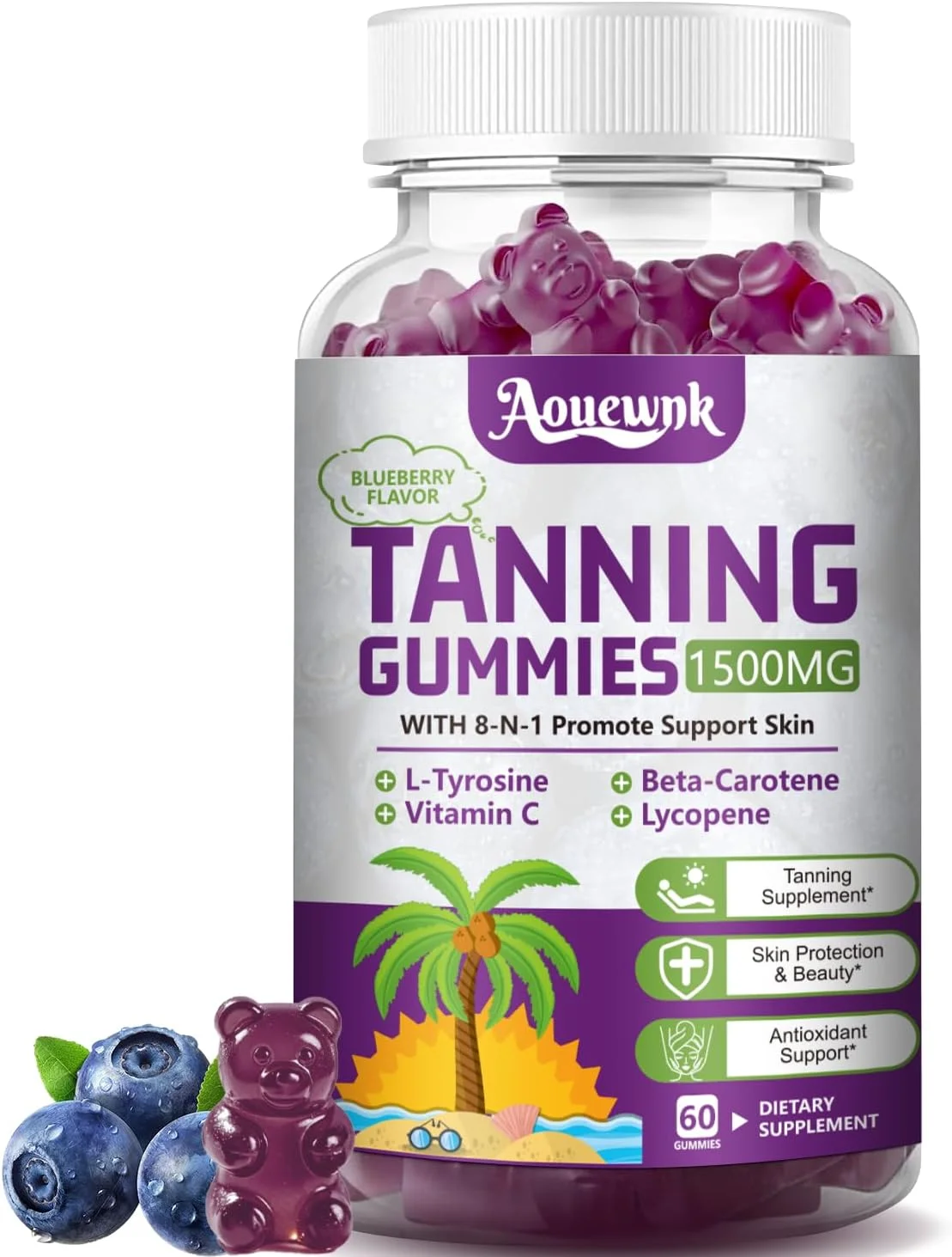 یک بسته آدامس های قدرتمند برنزه کننده 1500 میلی گرمی برای بزرگسالان، زنان و مردان - مکمل روزانه برنزه کننده، حاوی ال-تیروزین، لیکوپن، بتاکاروتن و آستاگزانتین، پشتیبانی از عملکرد و رنگدانه پوست یک بسته آدامس های قدرتمند برنزه کننده 1500 میلی گرمی برای بزرگسالان، زنان و مردان - مکمل روزانه برنزه کننده، حاوی ال-تیروزین، لیکوپن، بتاکاروتن و آستاگزانتین، پشتیبانی از عملکرد و رنگدانه پوست