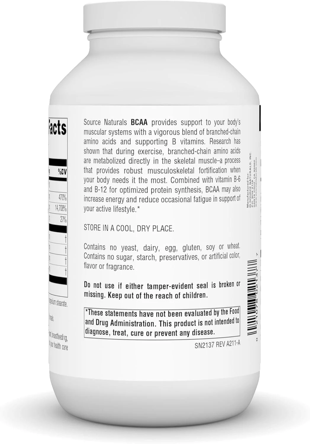 اسیدهای آمینه شاخه دار BCAA سورس نچرالز به همراه ال-گلوتامین، زینک، ب-6 و ب-12، پشتیبانی از سیستم عضلانی بدن* - 240 کپسول اسیدهای آمینه شاخه دار BCAA سورس نچرالز به همراه ال-گلوتامین، زینک، ب-6 و ب-12، پشتیبانی از سیستم عضلانی بدن* - 240 کپسول