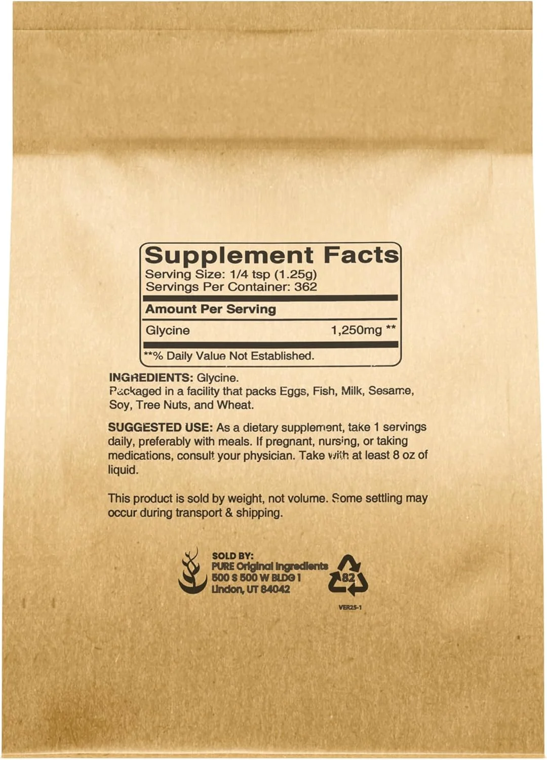 پودر گلیسین PURE ORIGINAL INGREDIENTS، ۴۵۰ گرم، غیر تراریخته، آمینو اسید غیر ضروری پودر گلیسین PURE ORIGINAL INGREDIENTS، ۴۵۰ گرم، غیر تراریخته، آمینو اسید غیر ضروری