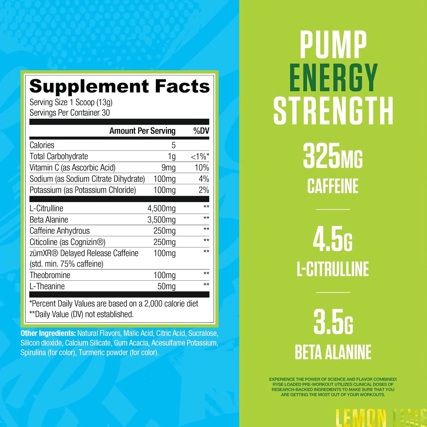 پودر مکمل قبل از تمرین RYSE با طعم لیمو و لیمو ترش Jell-O - مکمل روزانه قبل از تمرین برای آقایان و بانوان حاوی 325 میلی گرم کافئین، بتا آلانین و سیترولین برای افزایش پمپ، تمرکز و انرژی - 30 سروینگ