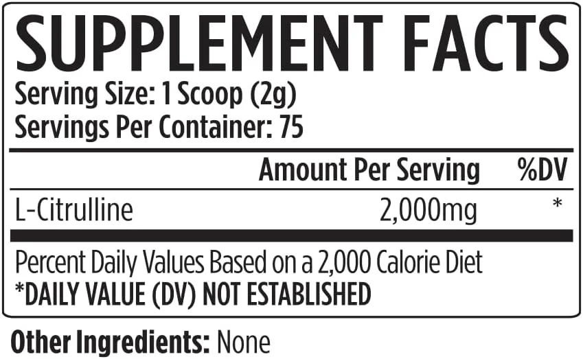 پودر سیترولین بدون طعم VMI Sports سیترولین خالص | تقویت اکسید نیتریک و پمپاژ عضلات | 2 گرم در هر وعده - 75 وعده