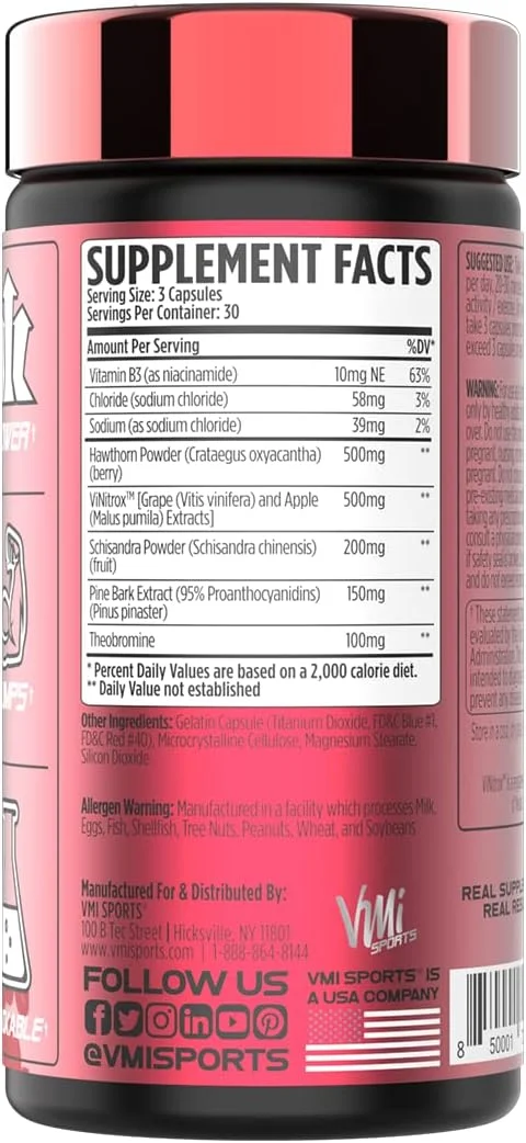VMI Sports | Vasogen Ultra تقویت کننده اکسید نیتریک | مکمل قبل از تمرین بدون محرک برای قدرت، استقامت و عضله سازی | گشادکننده عروق و مکمل اکسید نیتریک (90 کپسول)