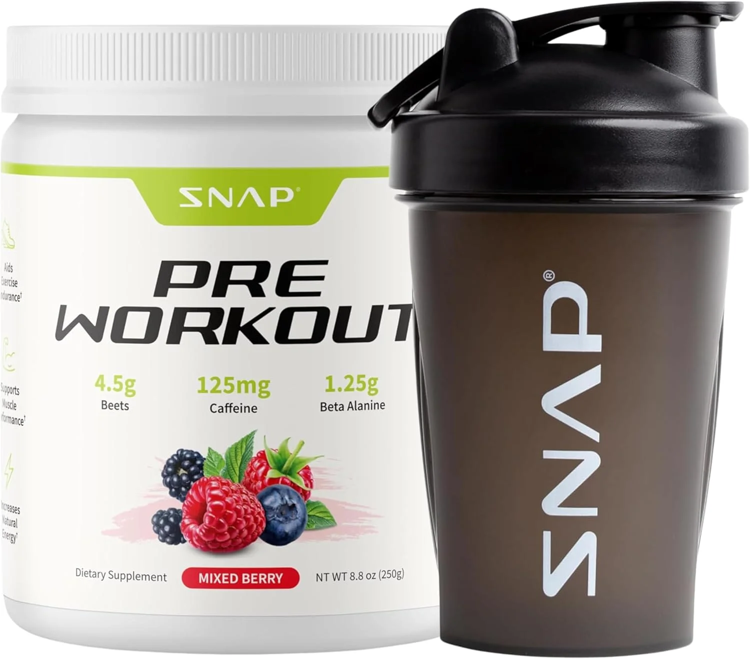 پودر ریشه چغندر قبل از تمرین، مکمل اکسید نیتریک قبل از تمرین برای مردان و زنان با چغندر ارگانیک و ویتامین های B، پشتیبانی انرژی، 30 سروینگ، میکس بری + شیکر