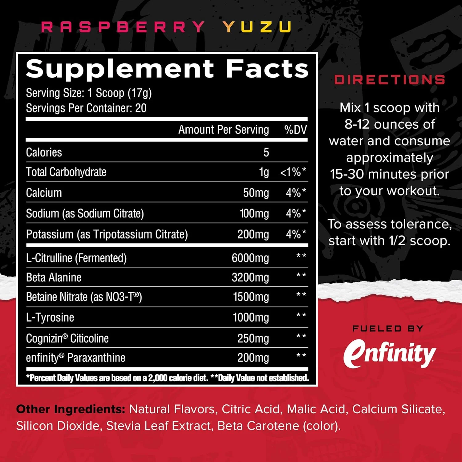 پودر قبل از تمرین روزانه برای آقایان و بانوان | پاراکسانتین، بتا آلانین، نیترات NO3-T | طعم دهنده ها و شیرین کننده های طبیعی | 20 سروینگ (تمشک یوزو)