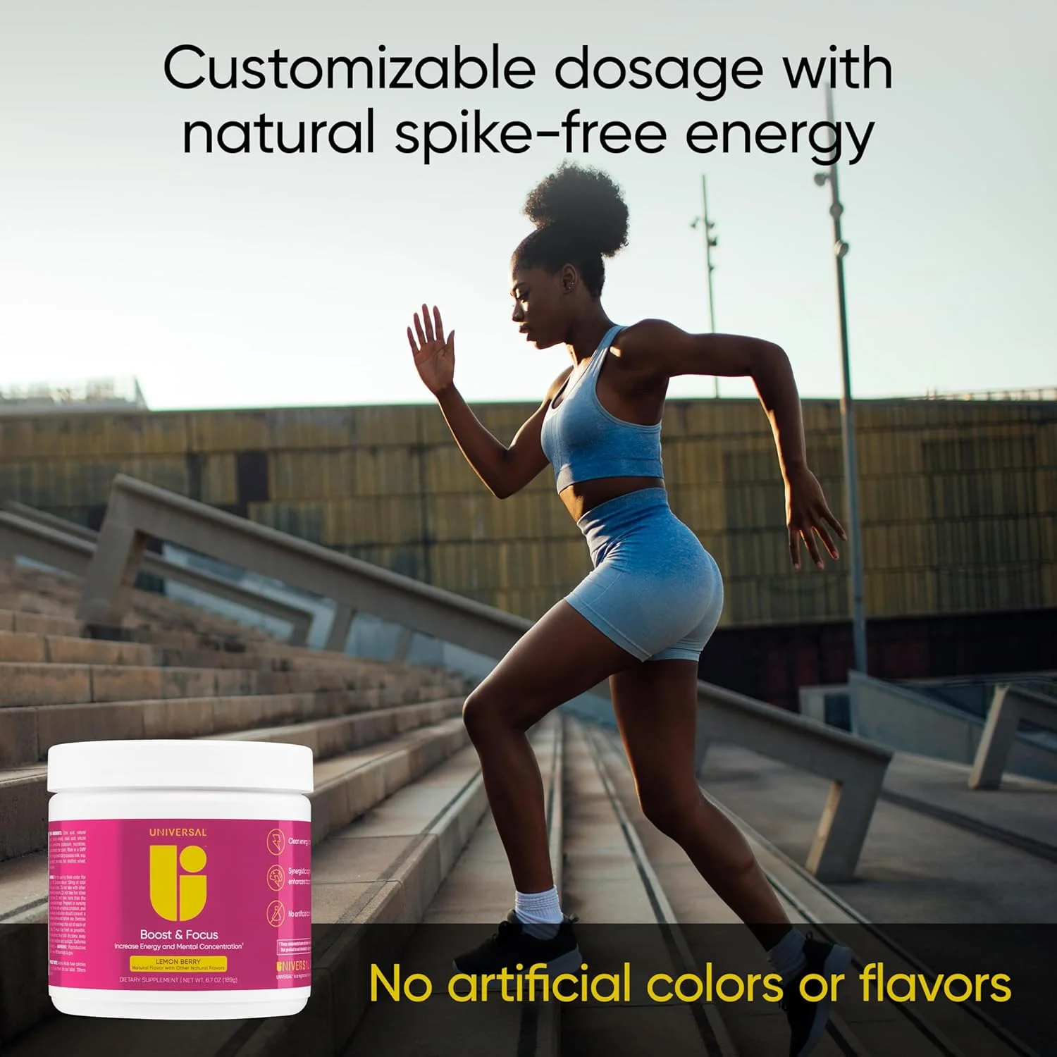 پودر افزایش تمرکز و انرژی یونیورسال U، افزایش عملکرد شناختی، قبل از تمرین، دوز سفارشی، ویتامین B12، نیاسین، کولین، ال-تیروزین، بدون طعم دهنده های مصنوعی، 30 سروینگ (لیمو بری)