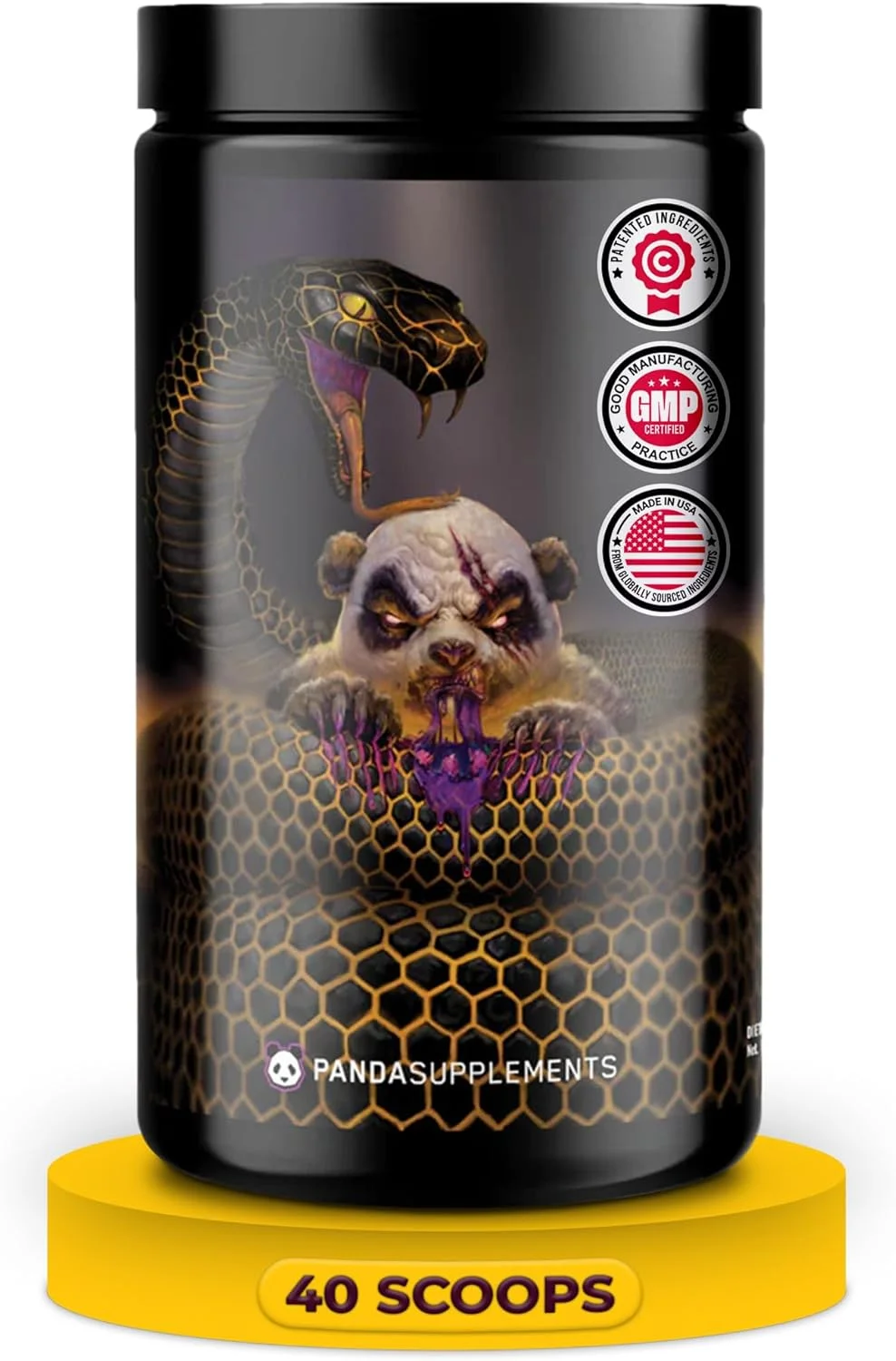 مکمل ورزشی پاندا سپز پاندمیک، مکمل قبل از تمرین برای حداکثر عملکرد، پمپاژ و تمرکز (40 پیمانه) (آدامس بادکنکی انگور)