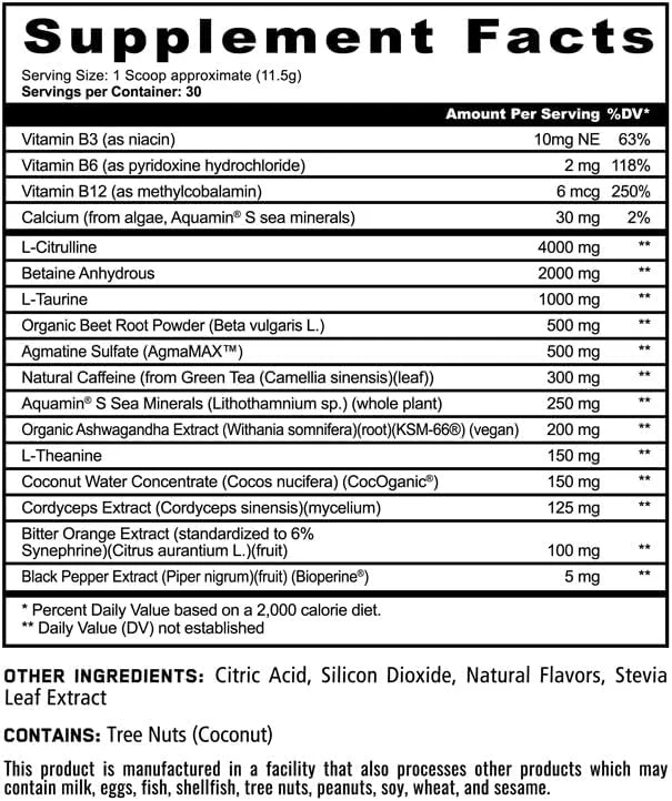 مکمل قبل از تمرین طبیعی پاندا ساپس فیرس: بدون مواد مصنوعی، با 300 میلی گرم کافئین طبیعی برای انرژی و تمرکز پاک (30 سروینگ) (فایرس بری)