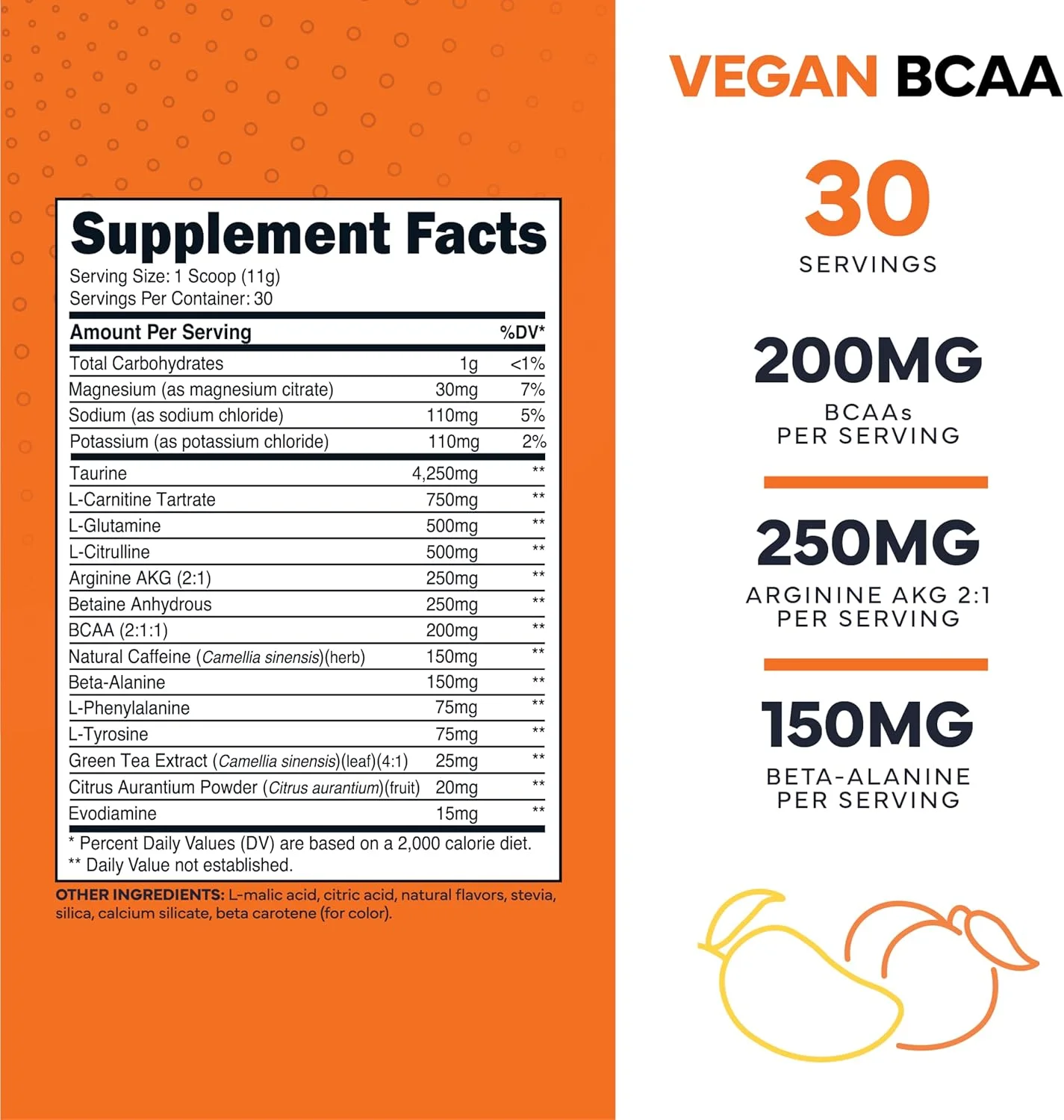 آمینو برن تایپ زیرو - مکمل قبل از تمرین + بی سی ای ای (هلو انبه | 30 سروینگ) بدون شکر، اسیدهای آمینه، کتو و نوشیدنی قبل و بعد از تمرین