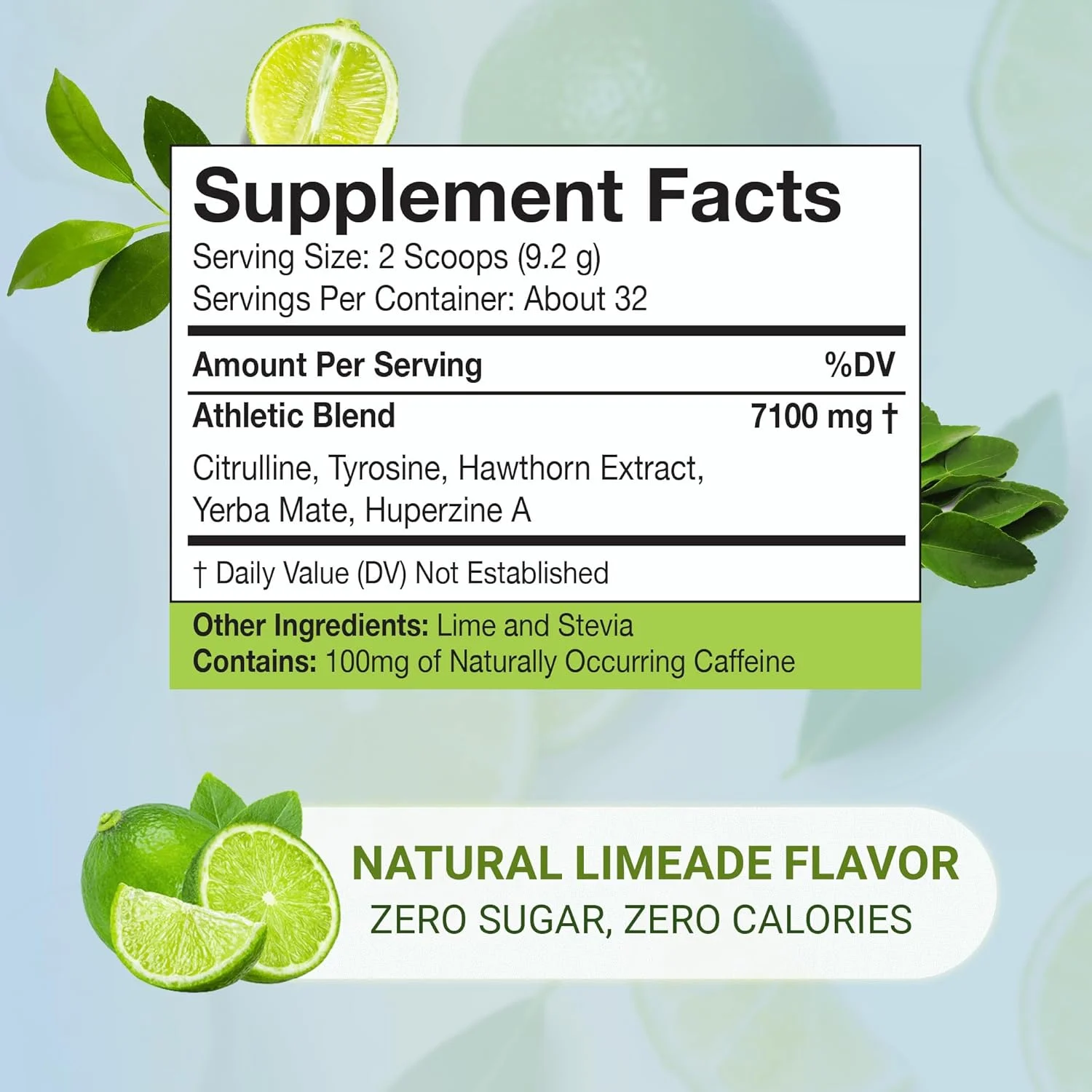 مکمل قبل از تمرین (طعم لیمو) - کافئین طبیعی برای انرژی، تمرکز و استقامت - بدون شکر، بدون مواد مصنوعی - طعم لیمو